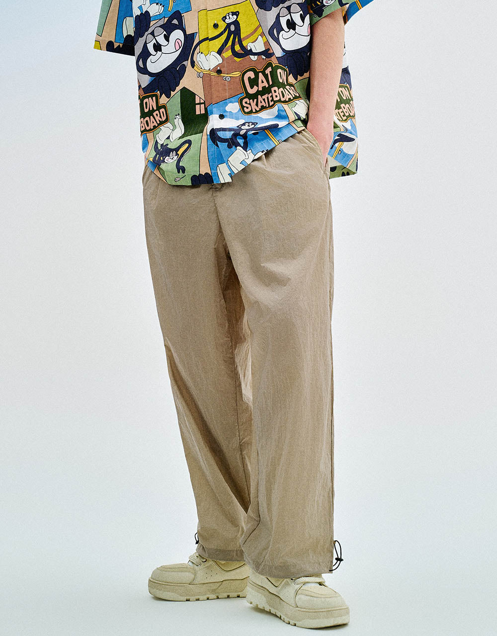 Drawstring Waist Straight Pants