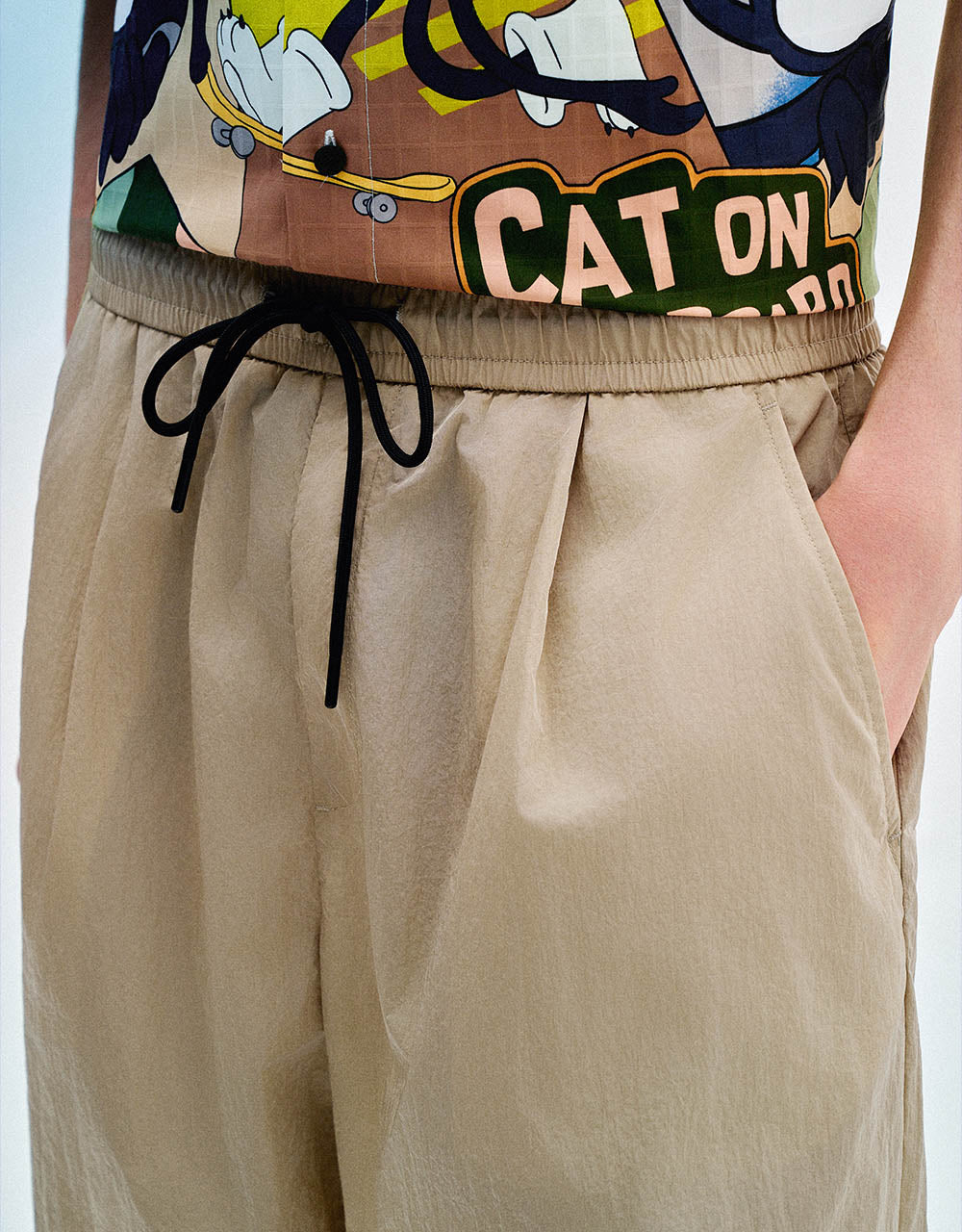 Drawstring Waist Straight Pants