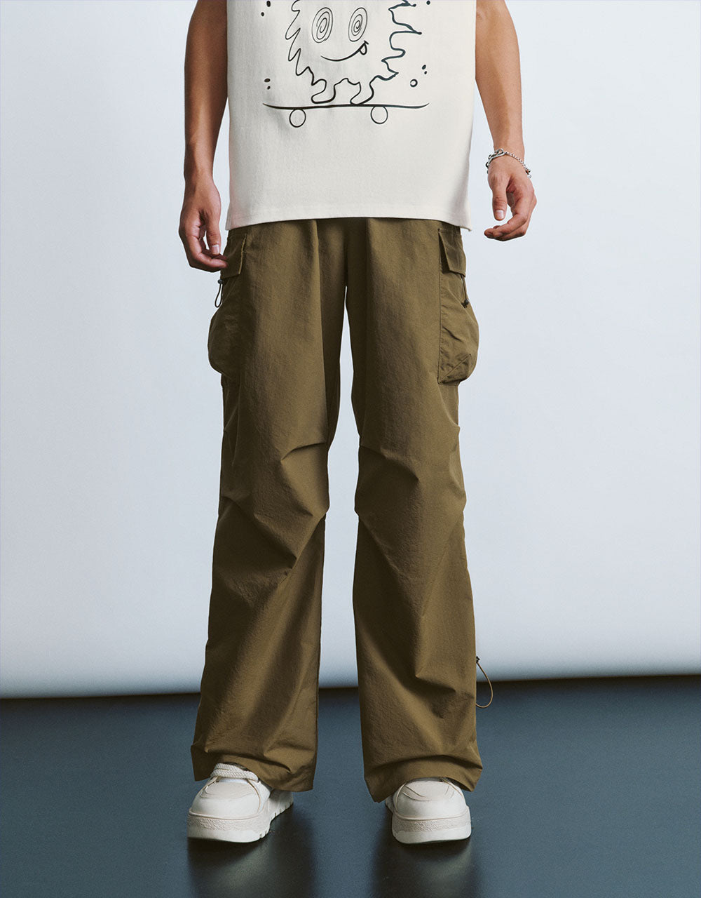 Elastic Waist Wide-Leg Pants