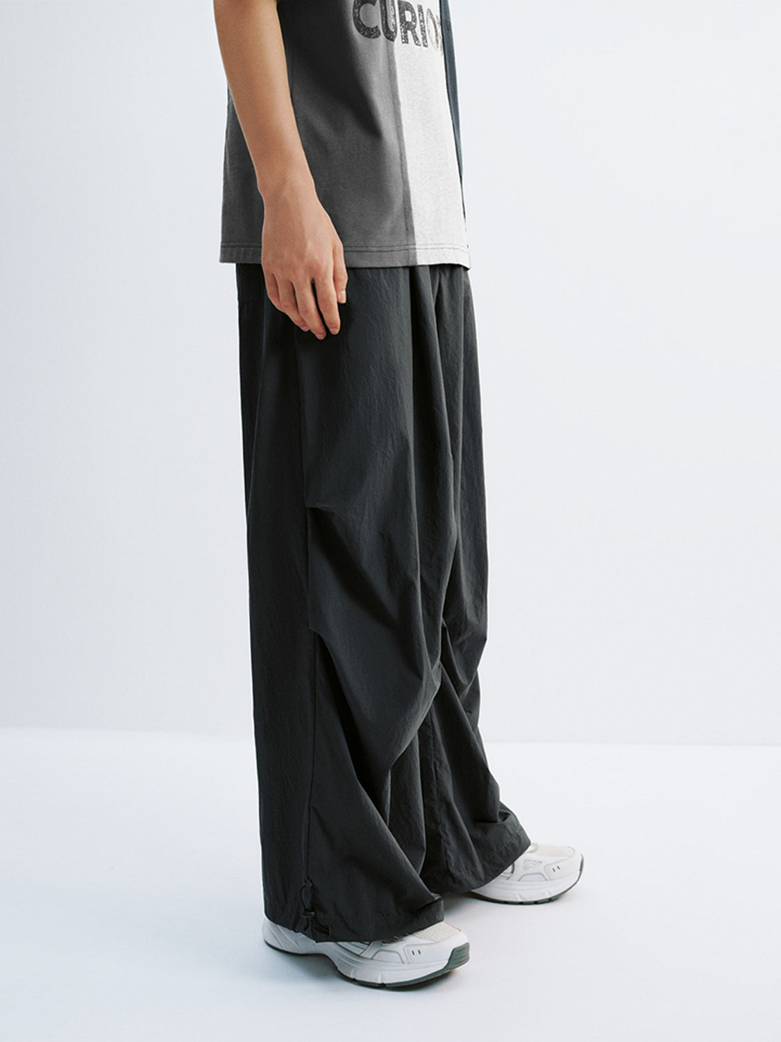 Ruched Wide-Leg Pants