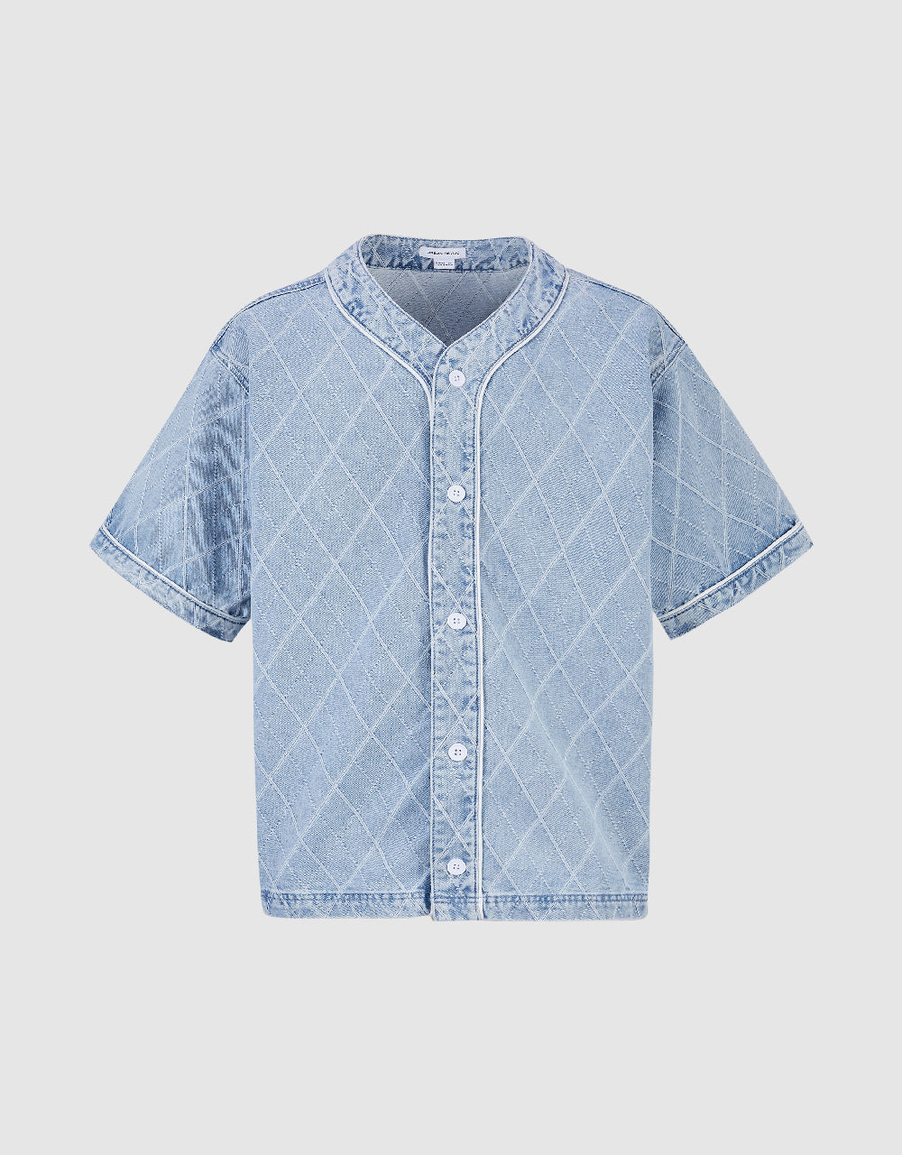 Argyle Printed Oversized Denim Shirt
