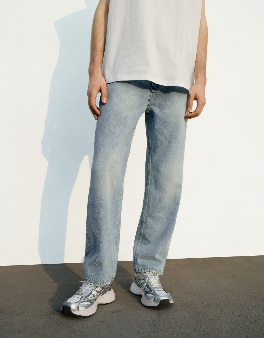 Mid-Waist Straight Jeans