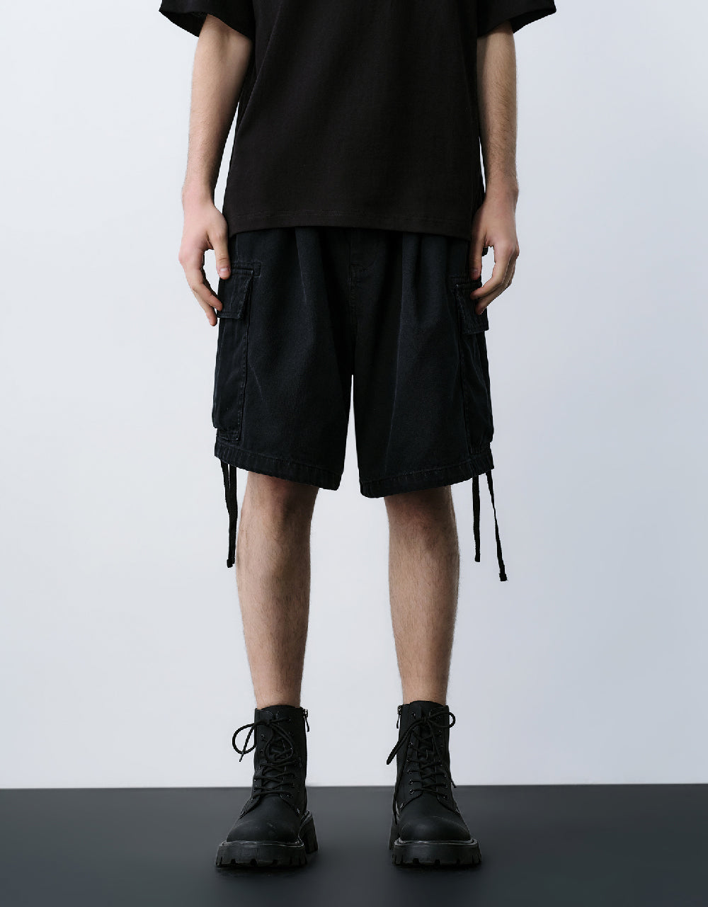 Drawstring Waist Denim Shorts