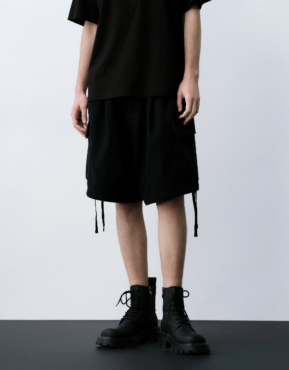 Drawstring Waist Denim Shorts