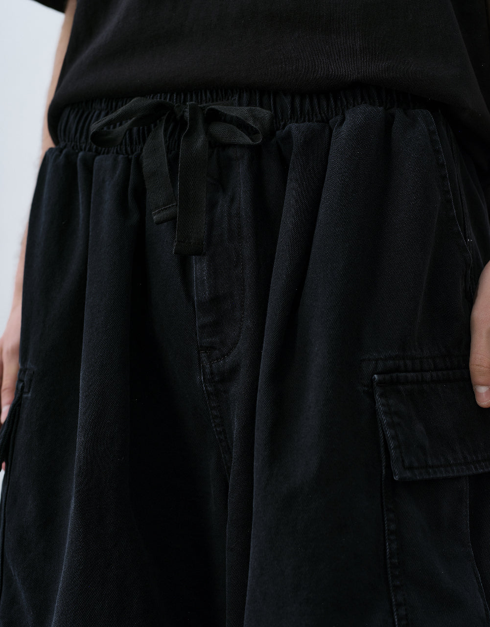 Drawstring Waist Denim Shorts