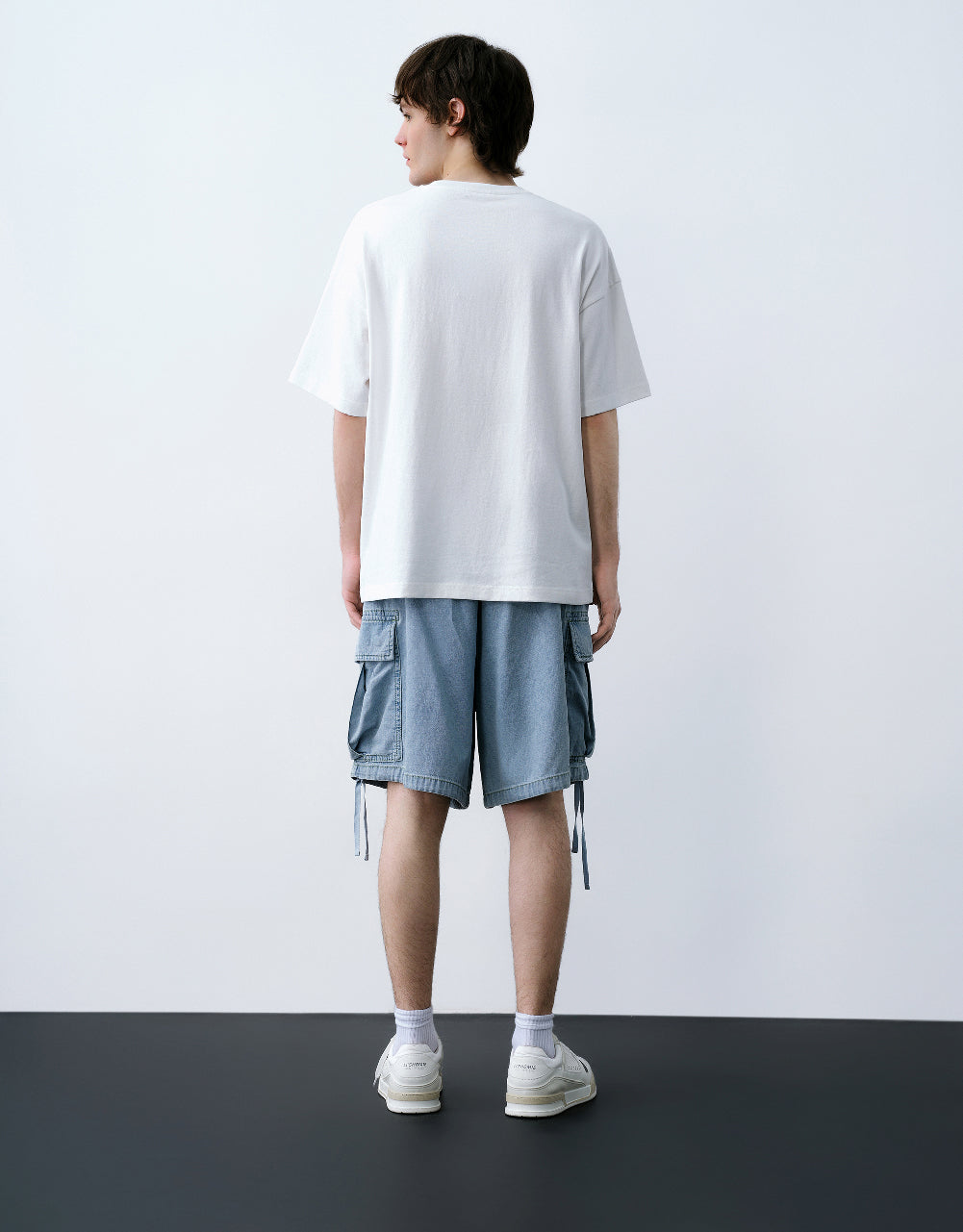 Drawstring Waist Denim Shorts