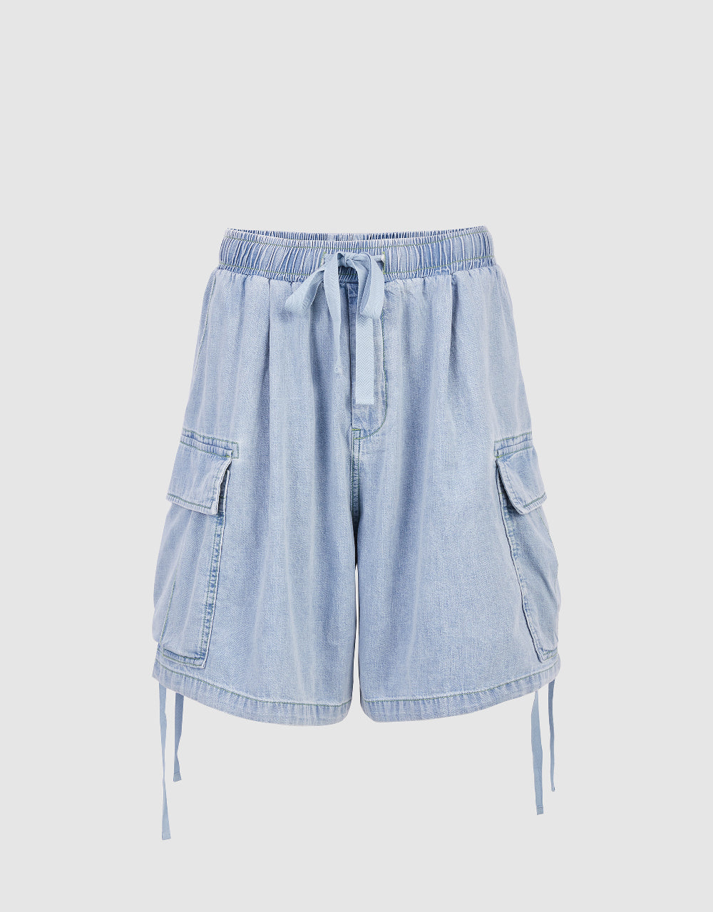 Drawstring Waist Denim Shorts