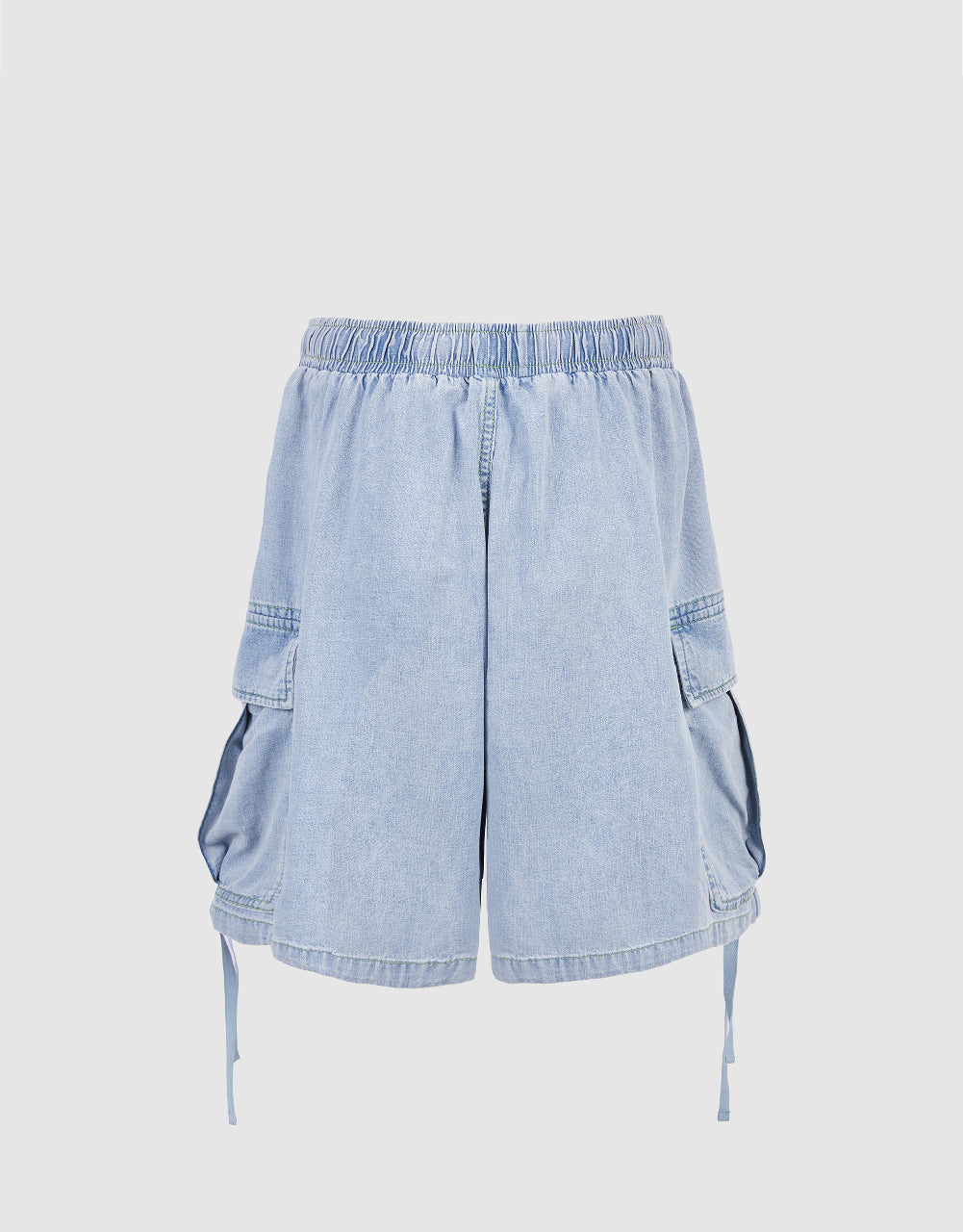 Drawstring Waist Denim Shorts