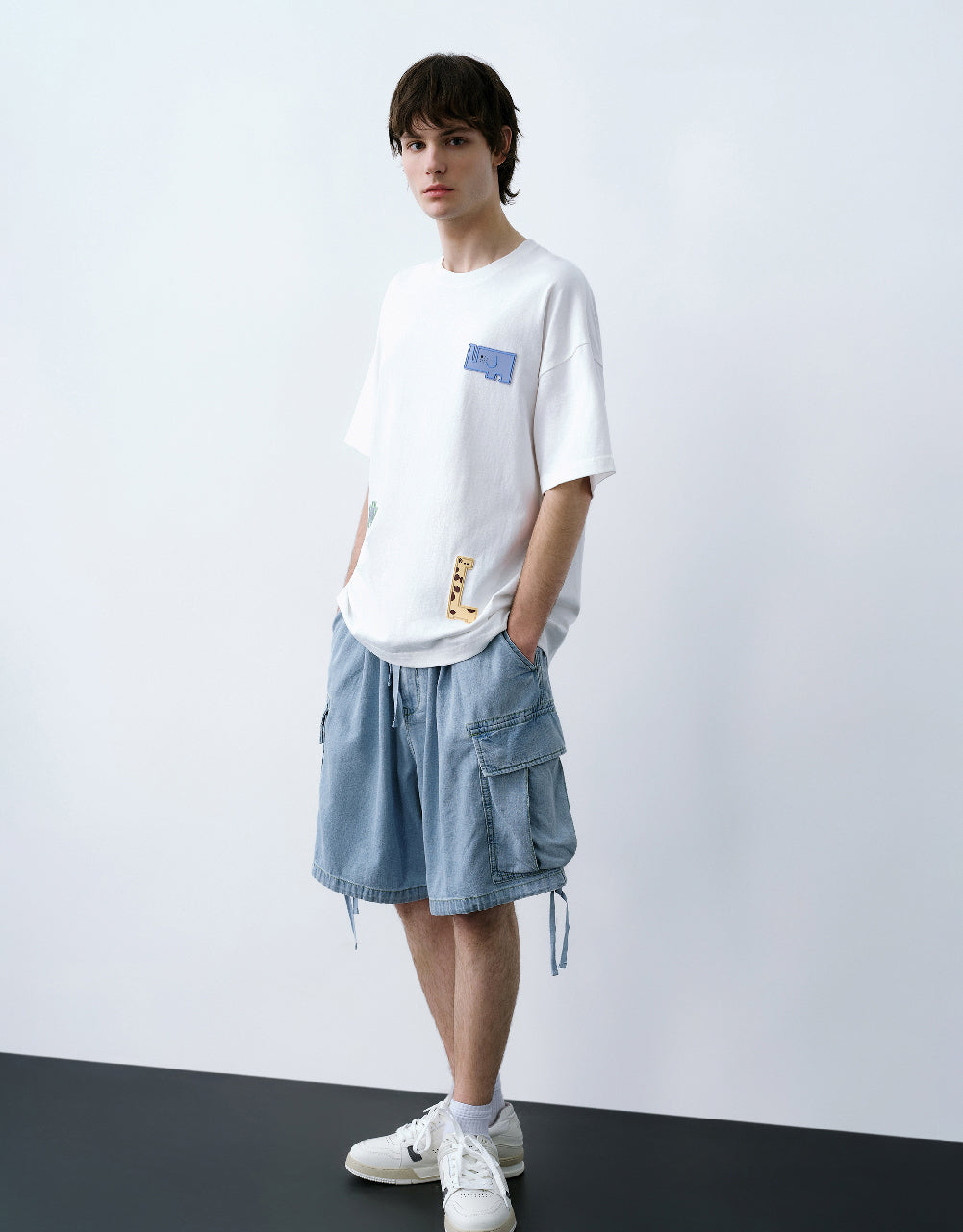 Drawstring Waist Denim Shorts