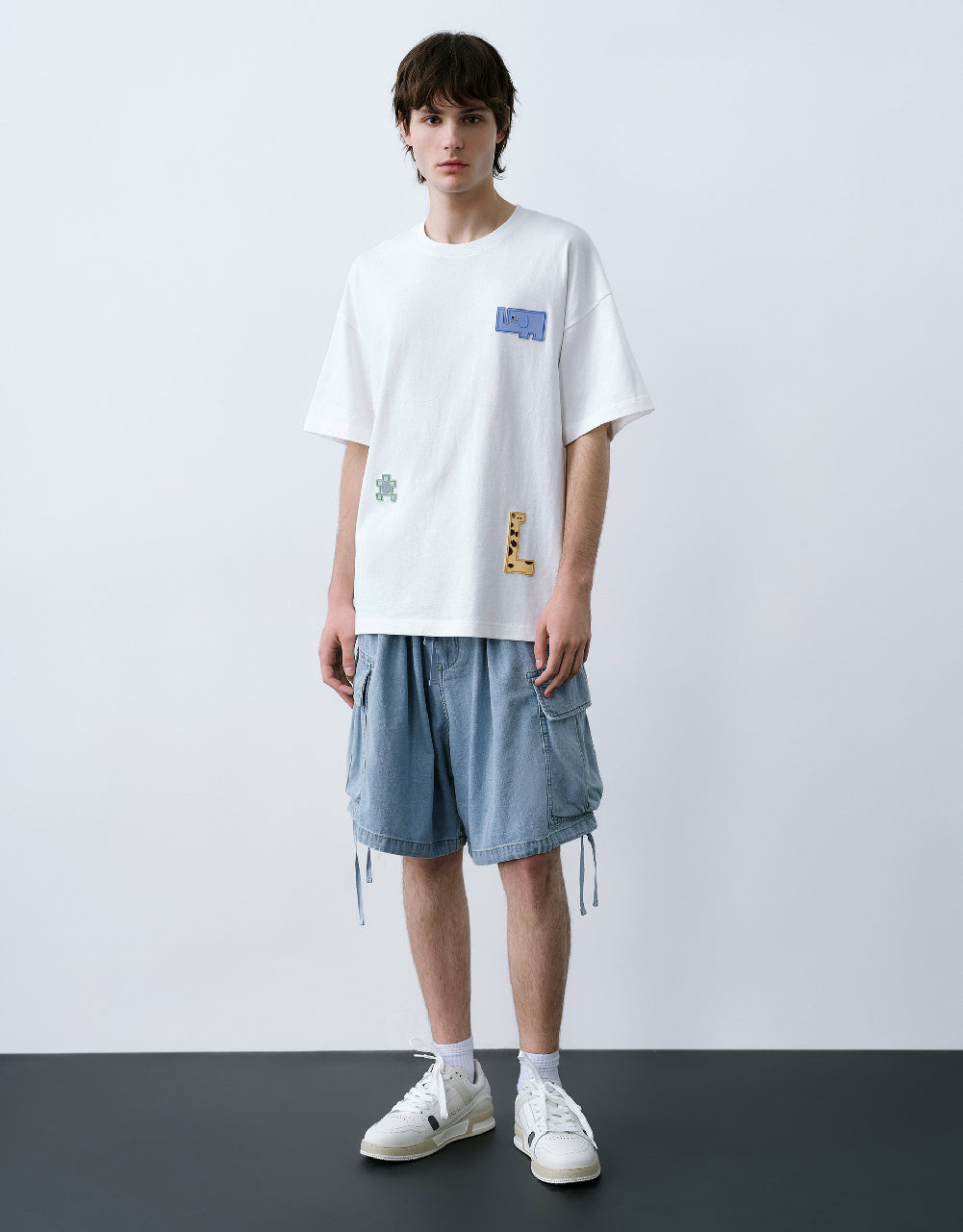 Drawstring Waist Denim Shorts