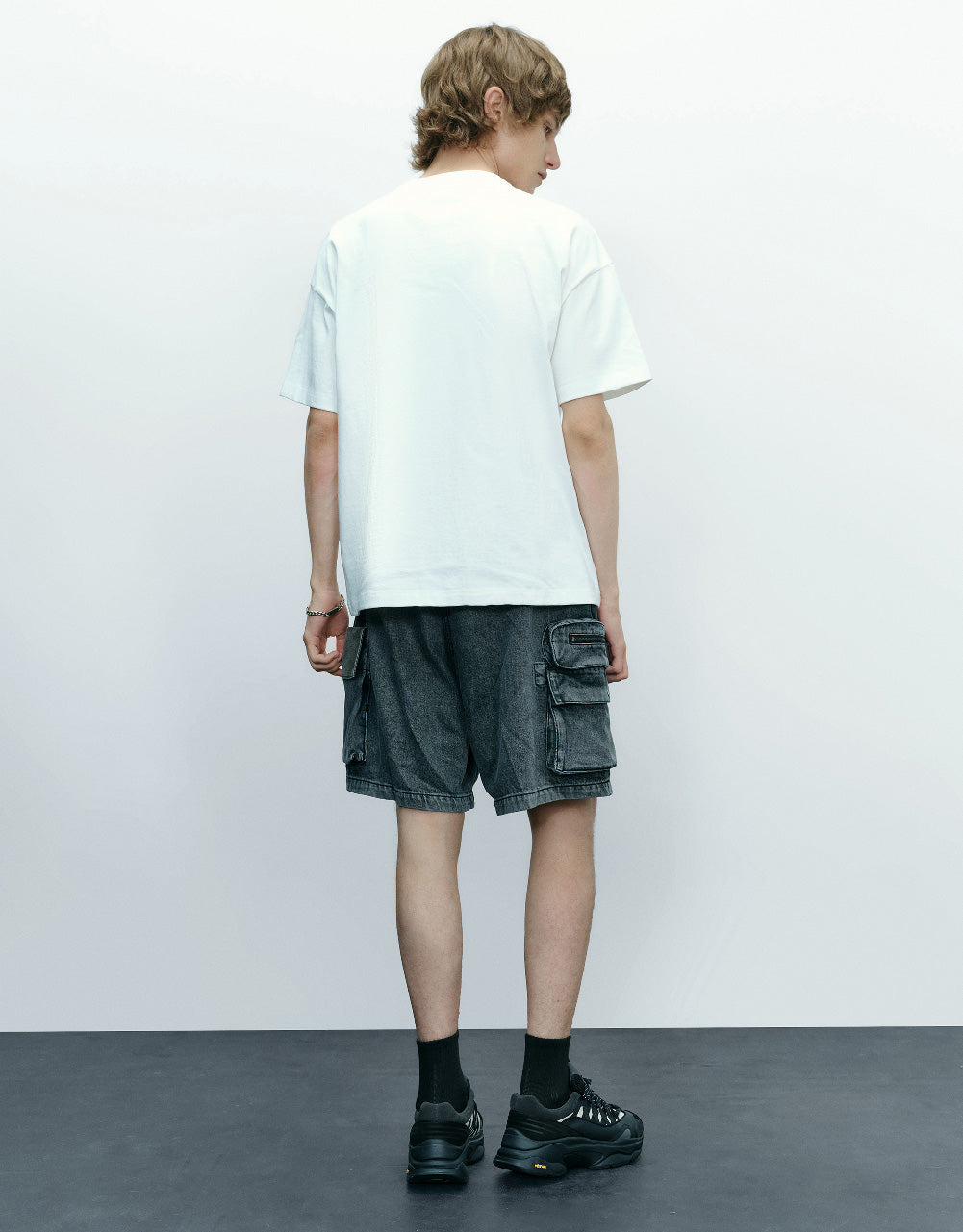 Elastic Waist Denim Shorts With Pockets