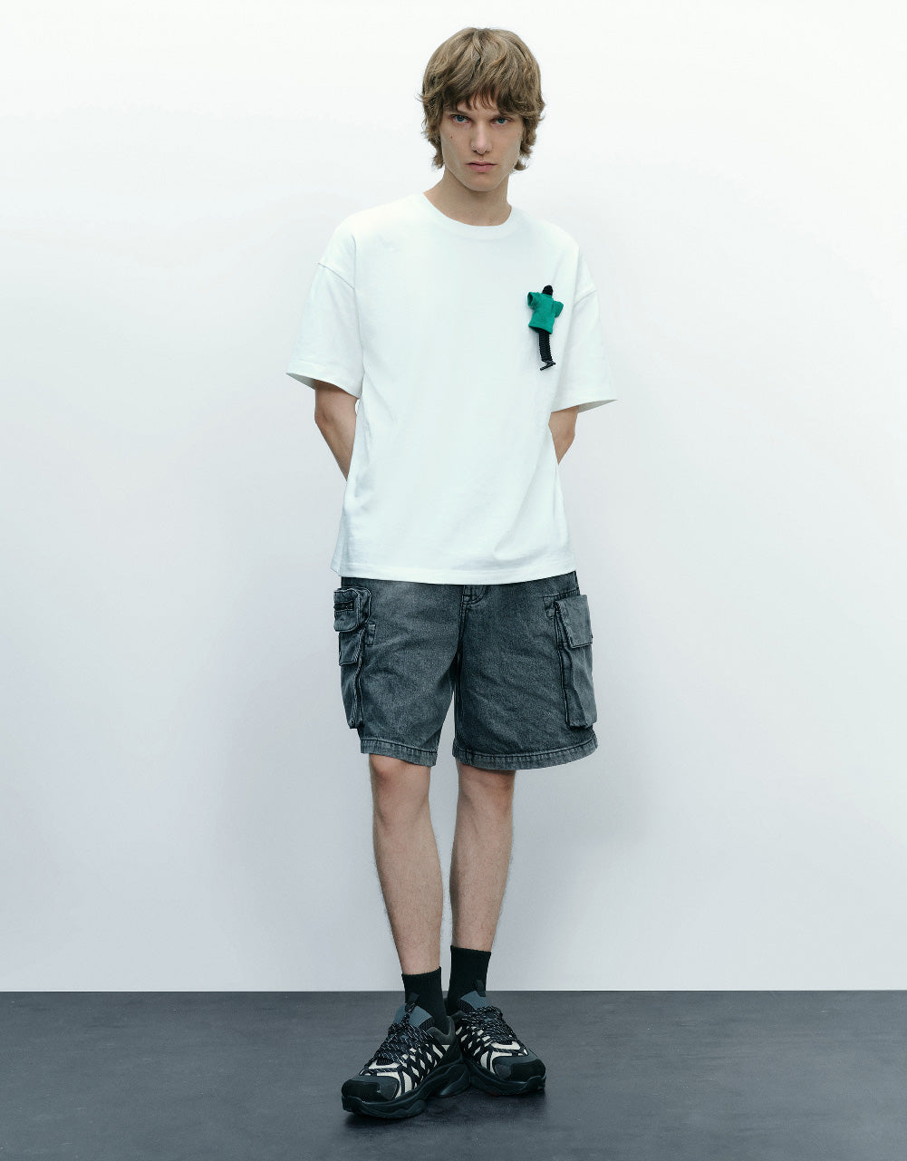 Elastic Waist Denim Shorts With Pockets