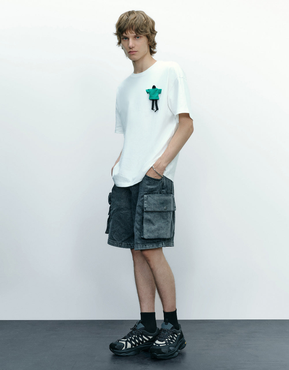 Elastic Waist Denim Shorts With Pockets