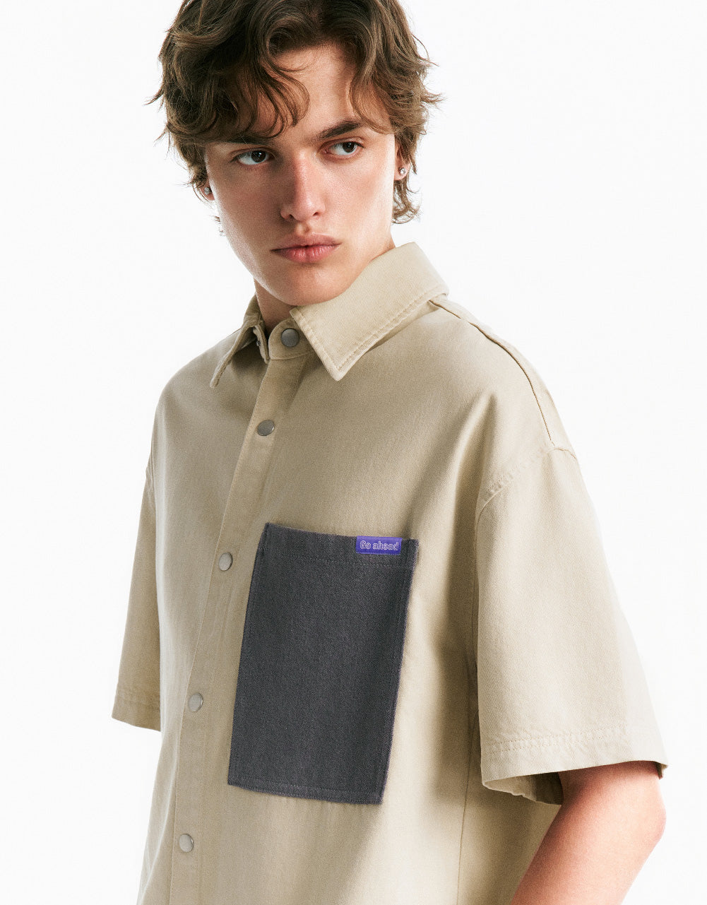 Pressed Button Oversized Denim Shirt