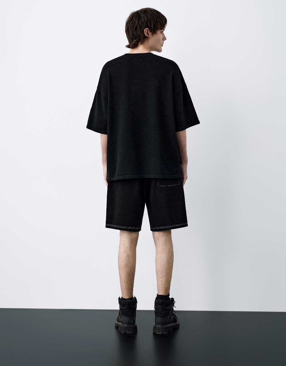 Skeleton Printed Crew Neck Knitted T-Shirt