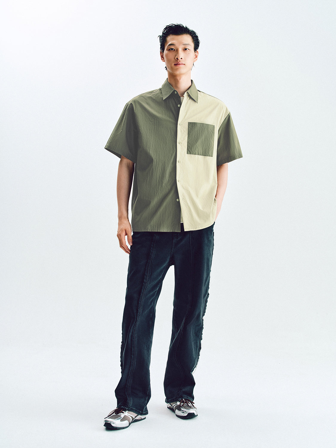 Colorblock Button Up Shirts