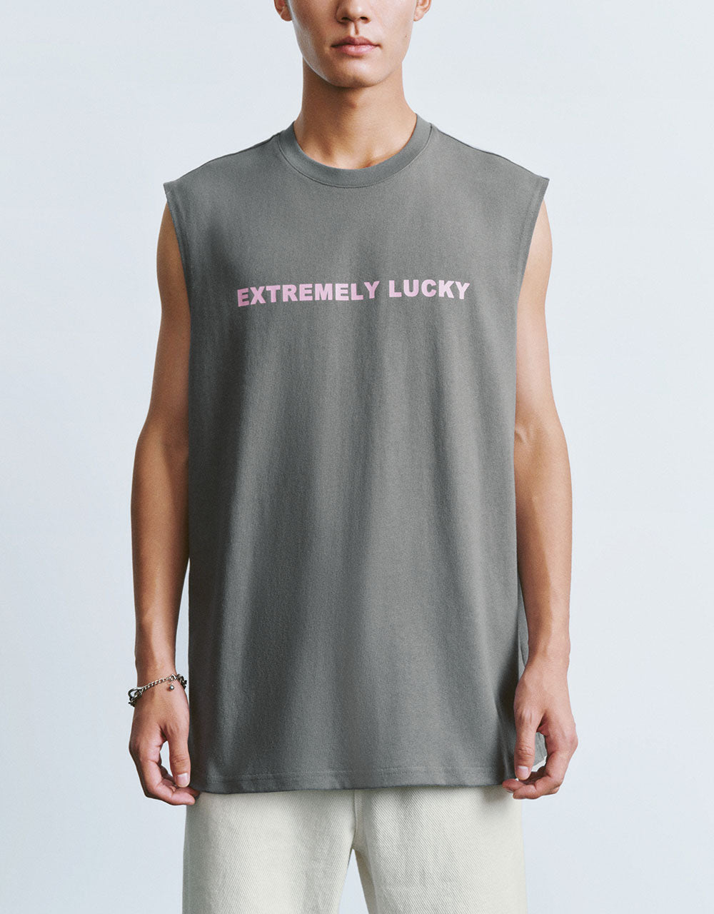 Letter Printed Crew Neck Tank Top