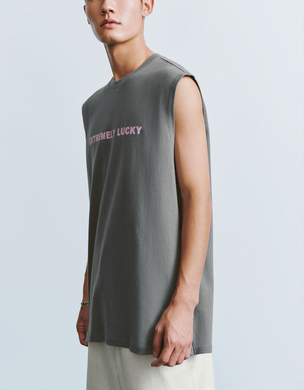 Letter Printed Crew Neck Tank Top