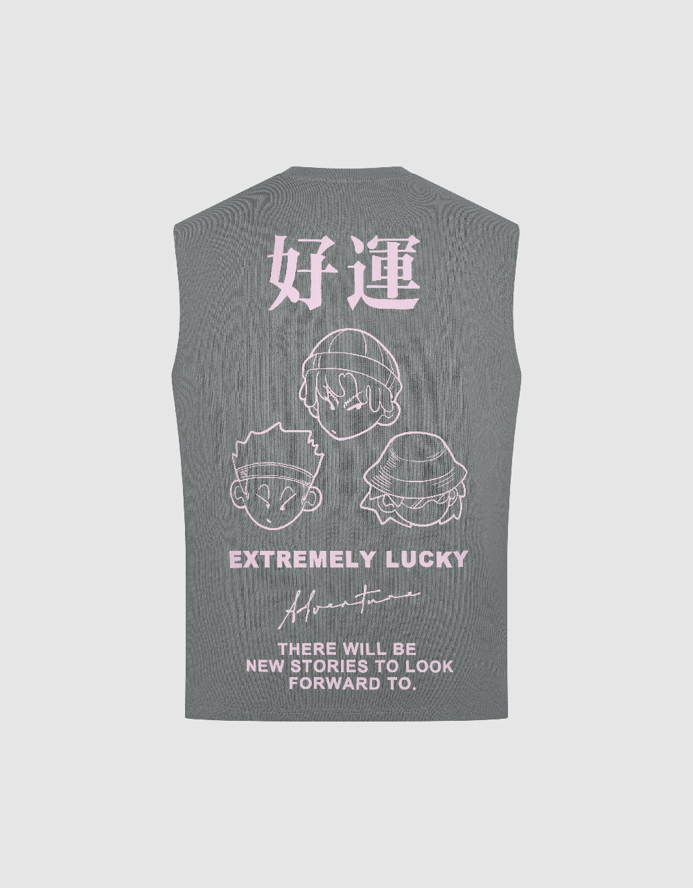 Letter Printed Crew Neck Tank Top
