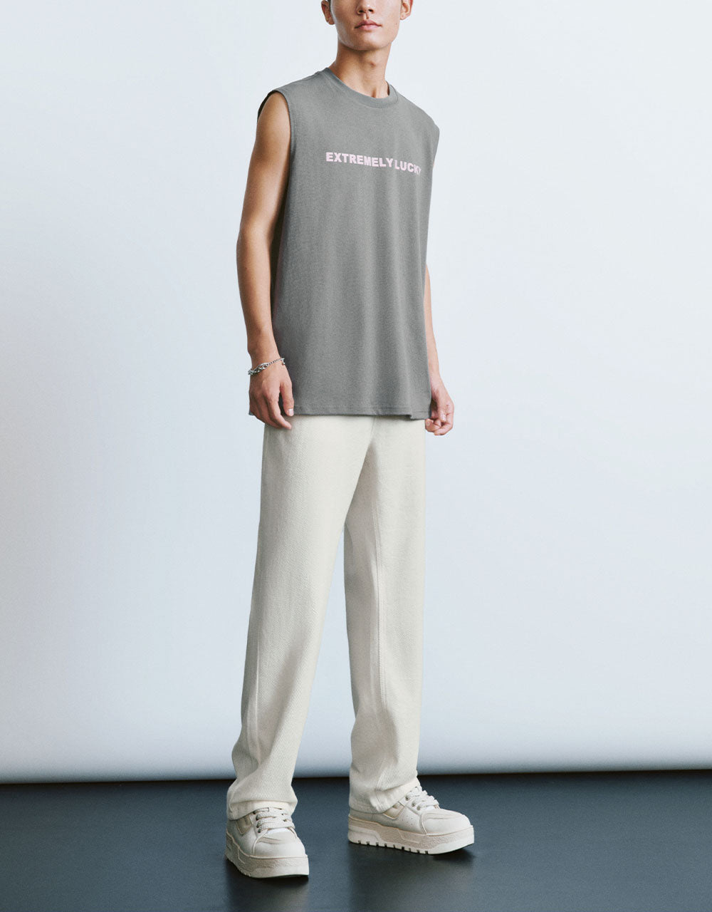 Letter Printed Crew Neck Tank Top