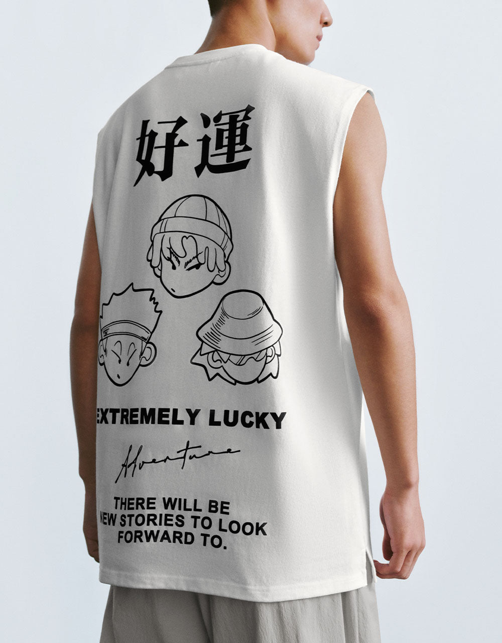 Letter Printed Crew Neck Tank Top