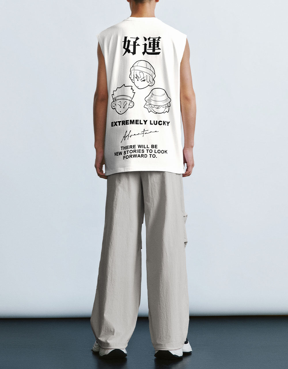 Letter Printed Crew Neck Tank Top