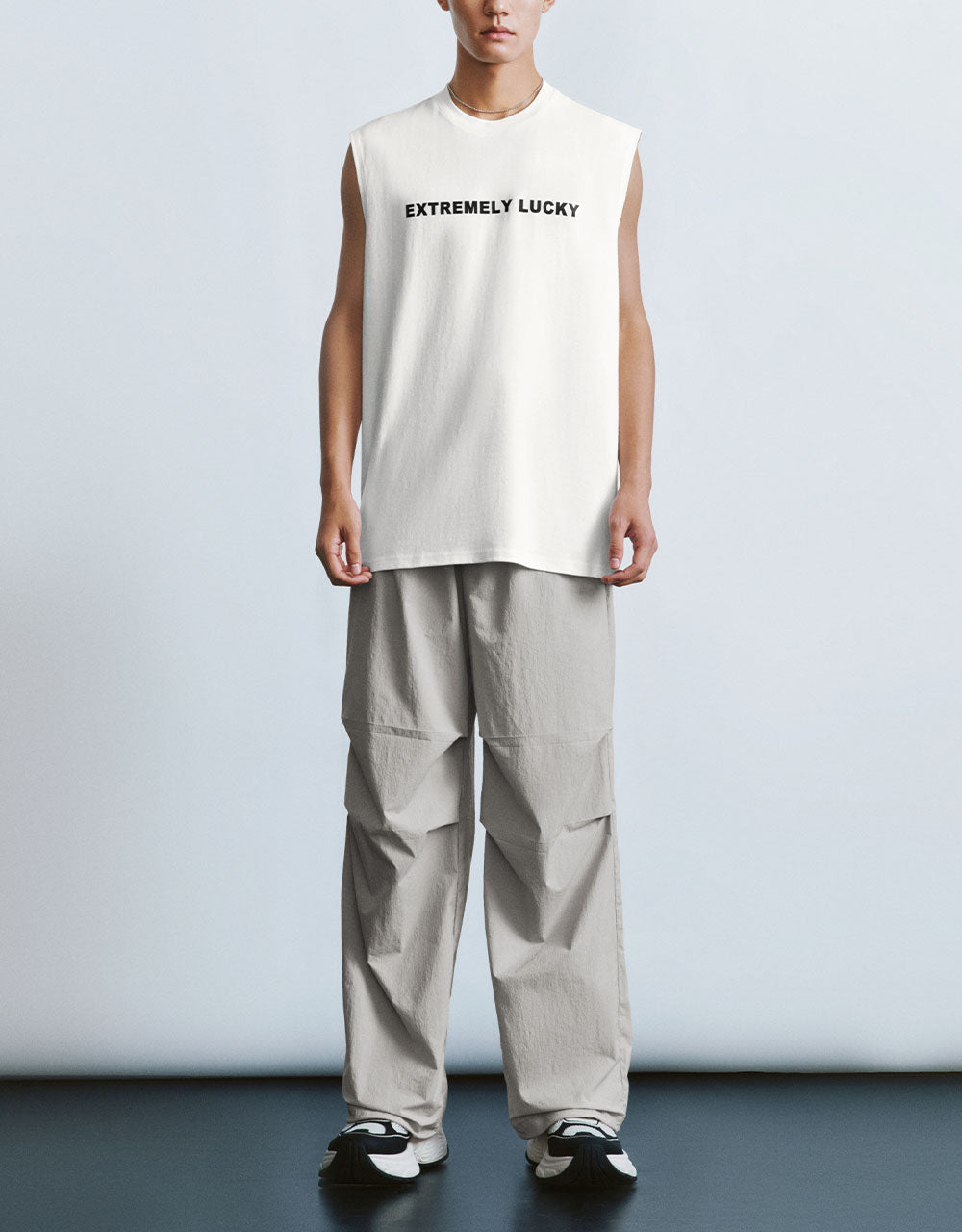 Letter Printed Crew Neck Tank Top