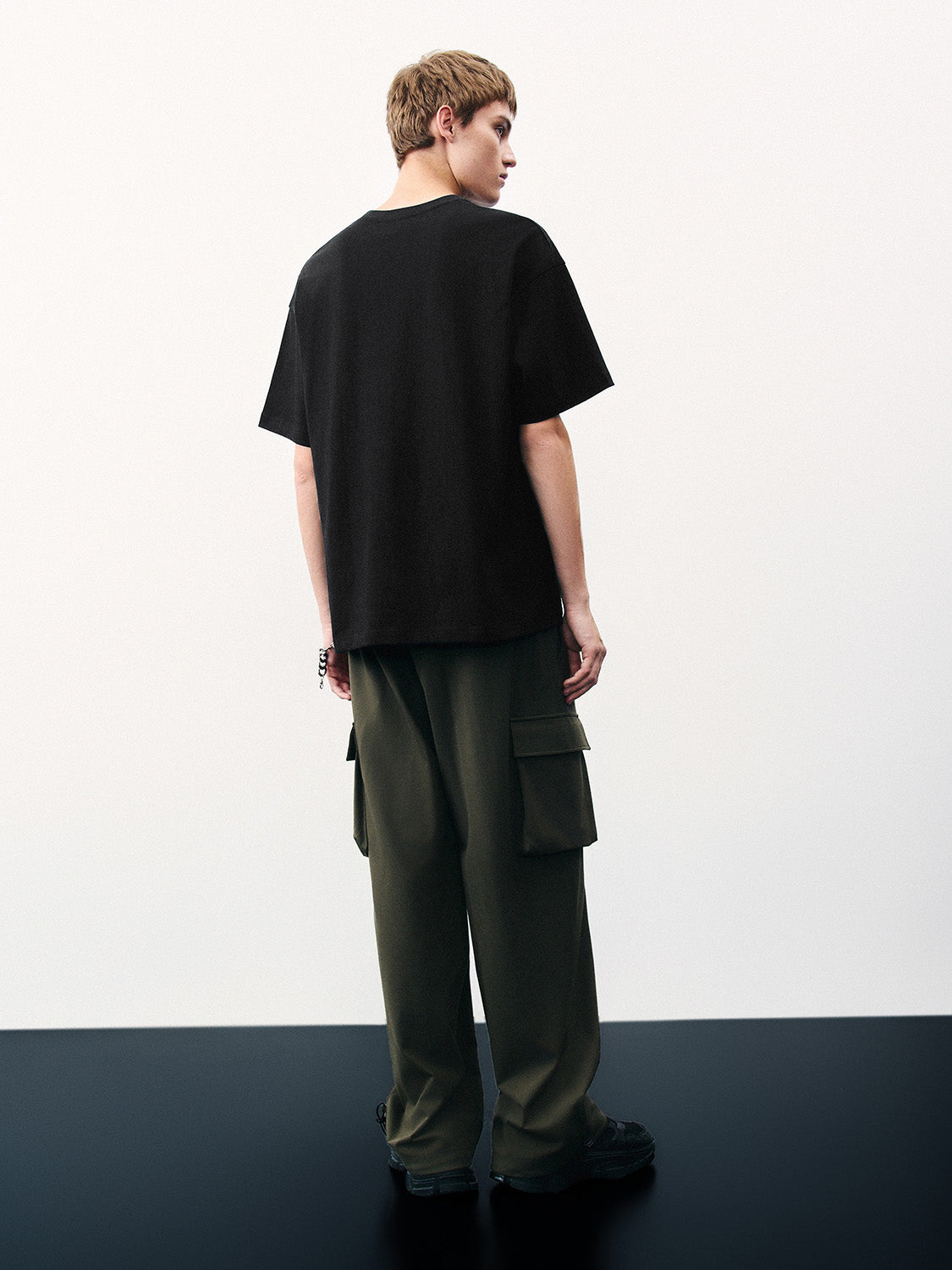 Embossed Crew Neck Loose T-Shirt