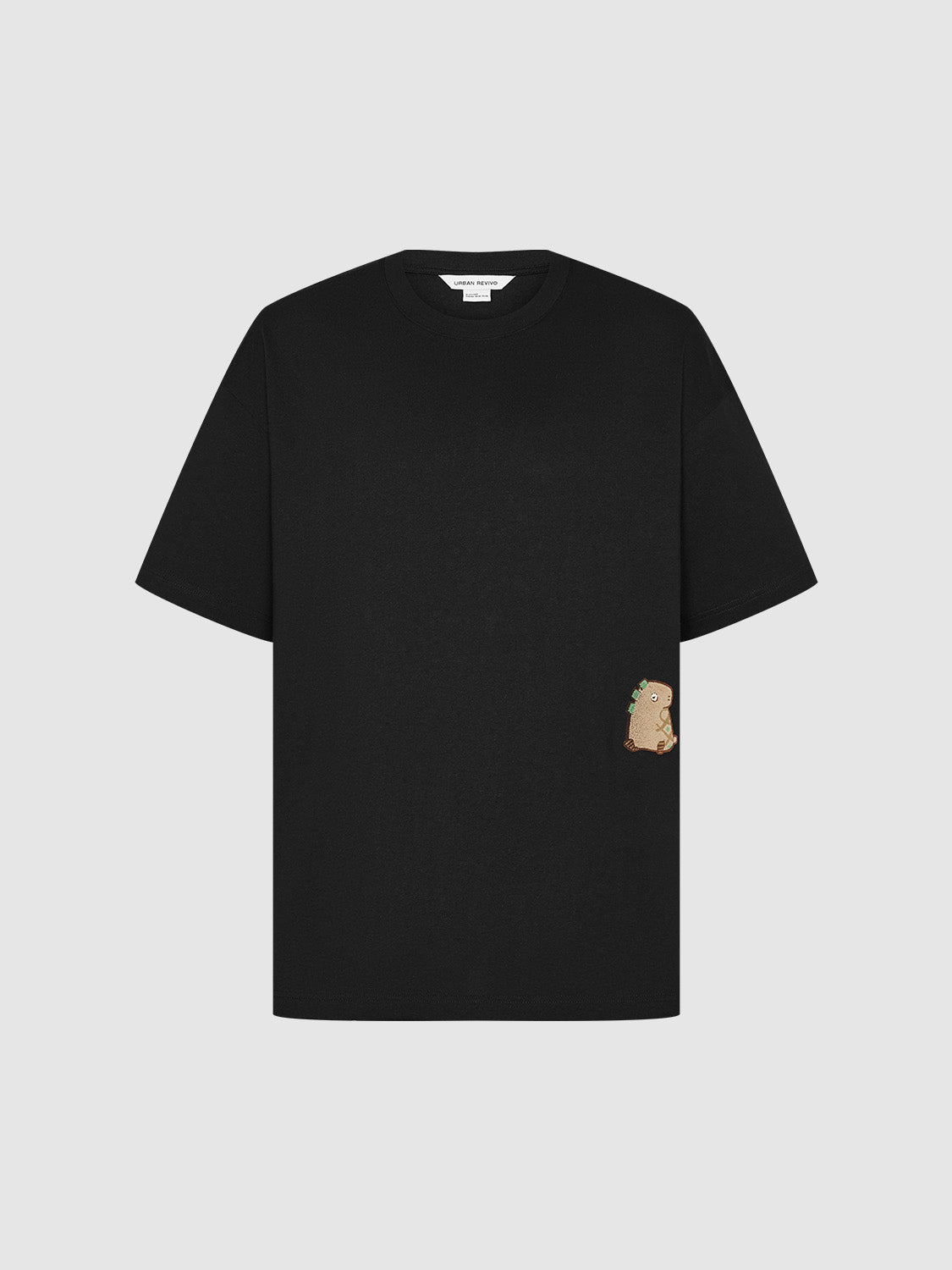 Embossed Crew Neck Loose T-Shirt