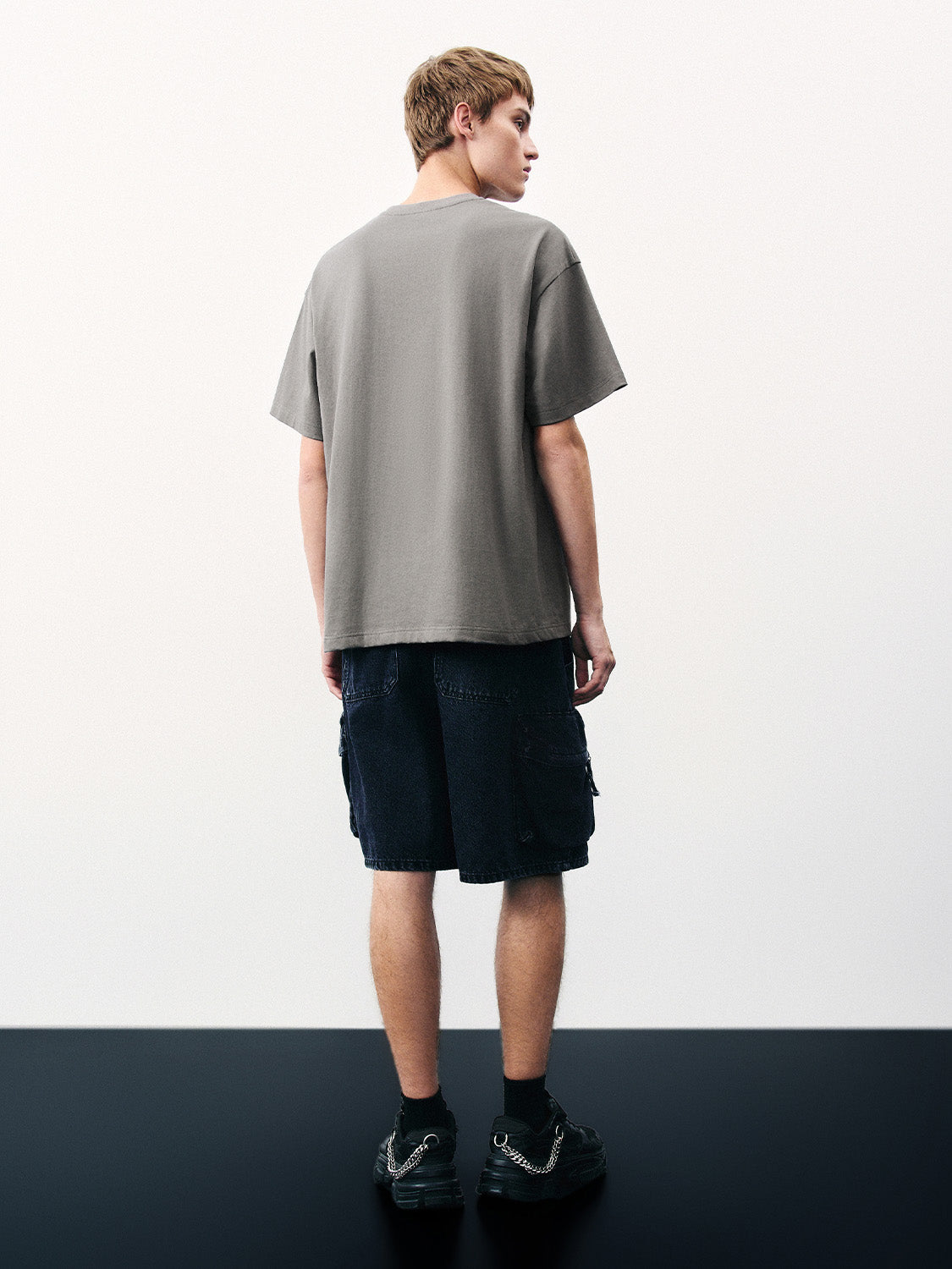Embossed Crew Neck Loose T-Shirt