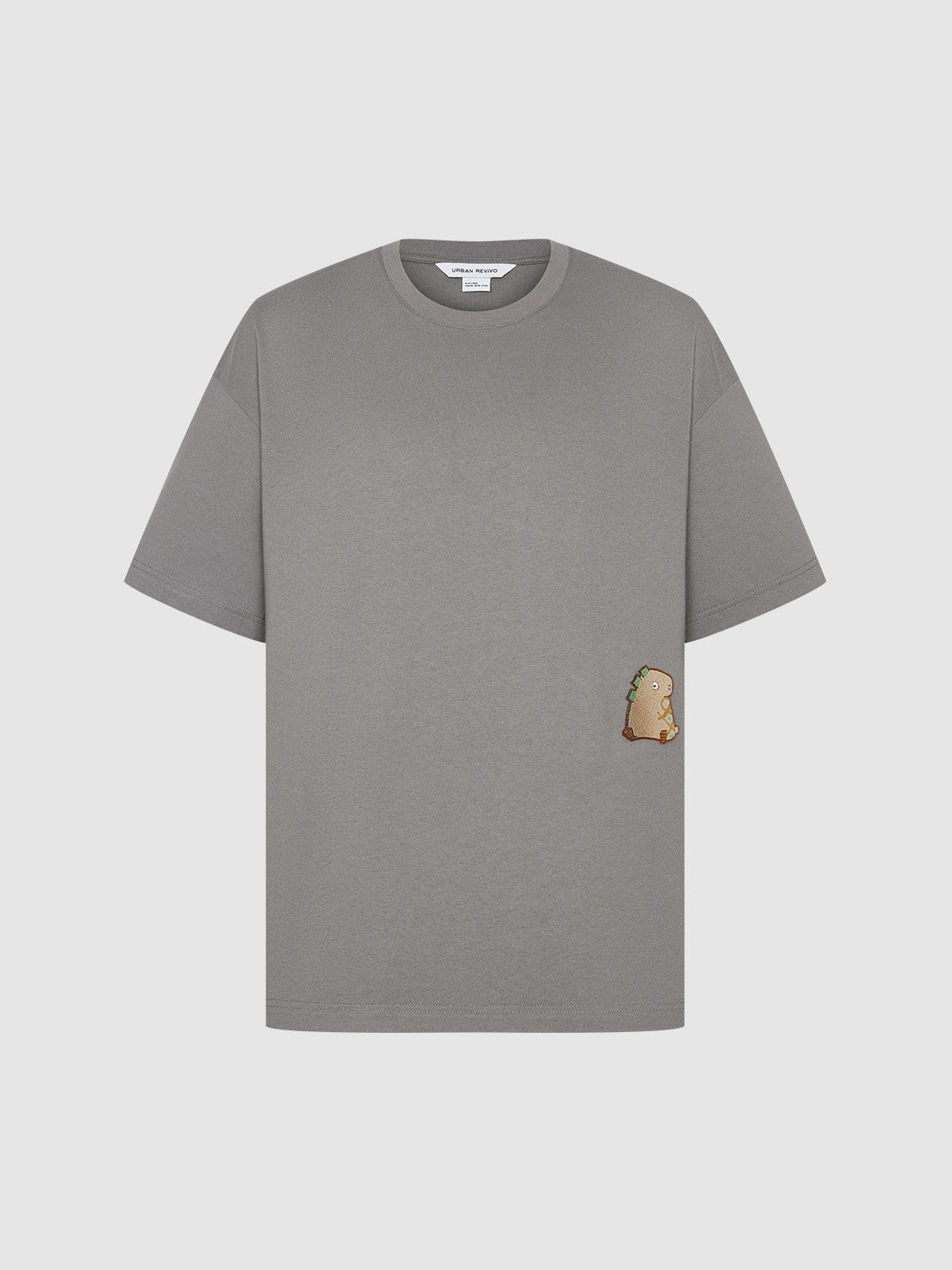 Embossed Crew Neck Loose T-Shirt