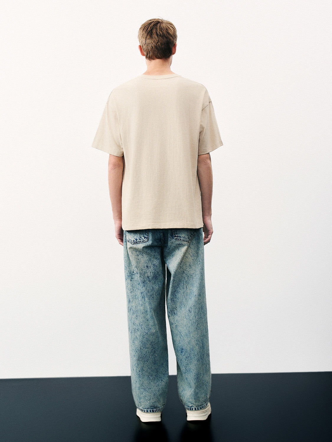 Embossed Crew Neck Loose T-Shirt