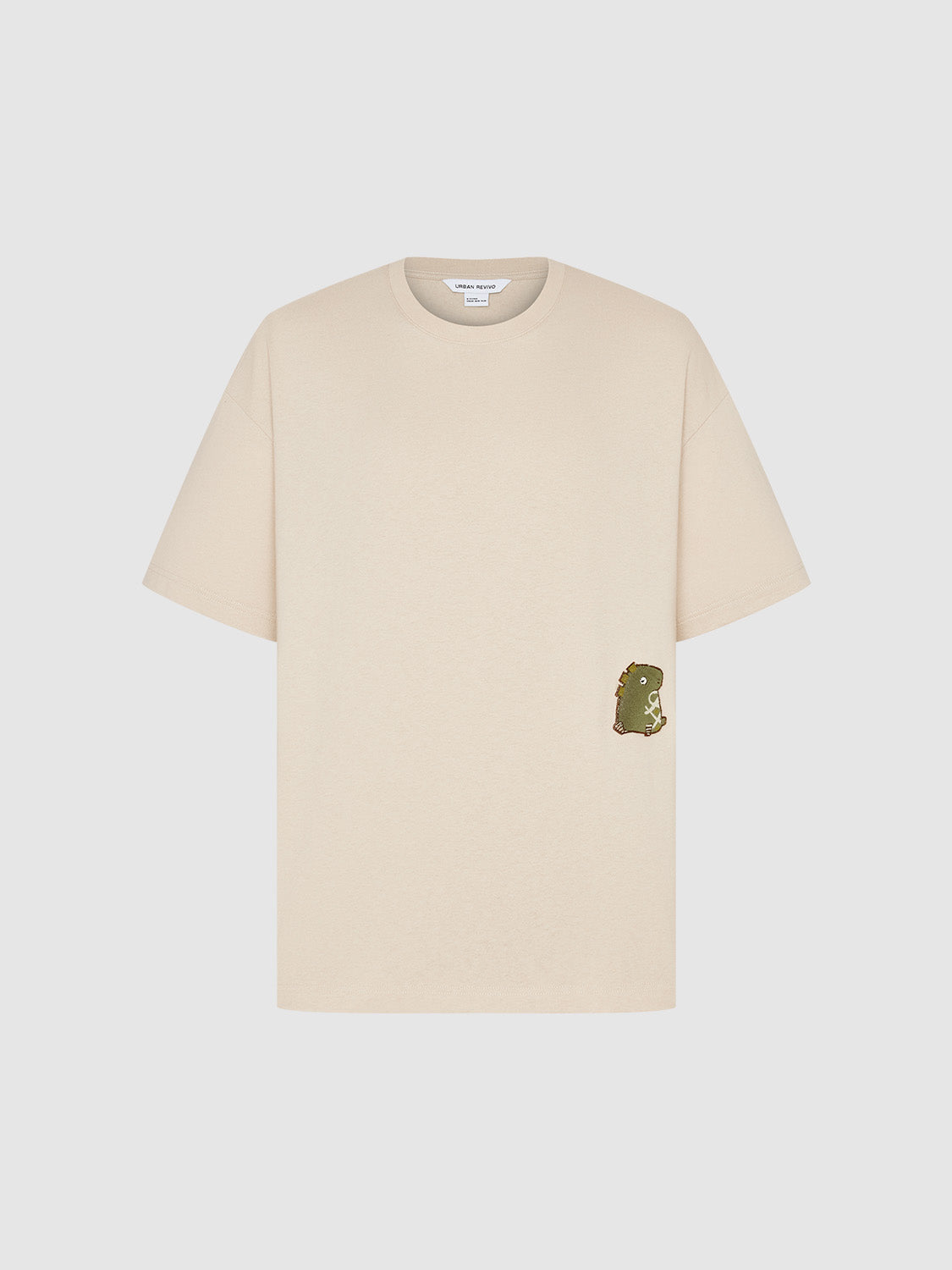 Embossed Crew Neck Loose T-Shirt