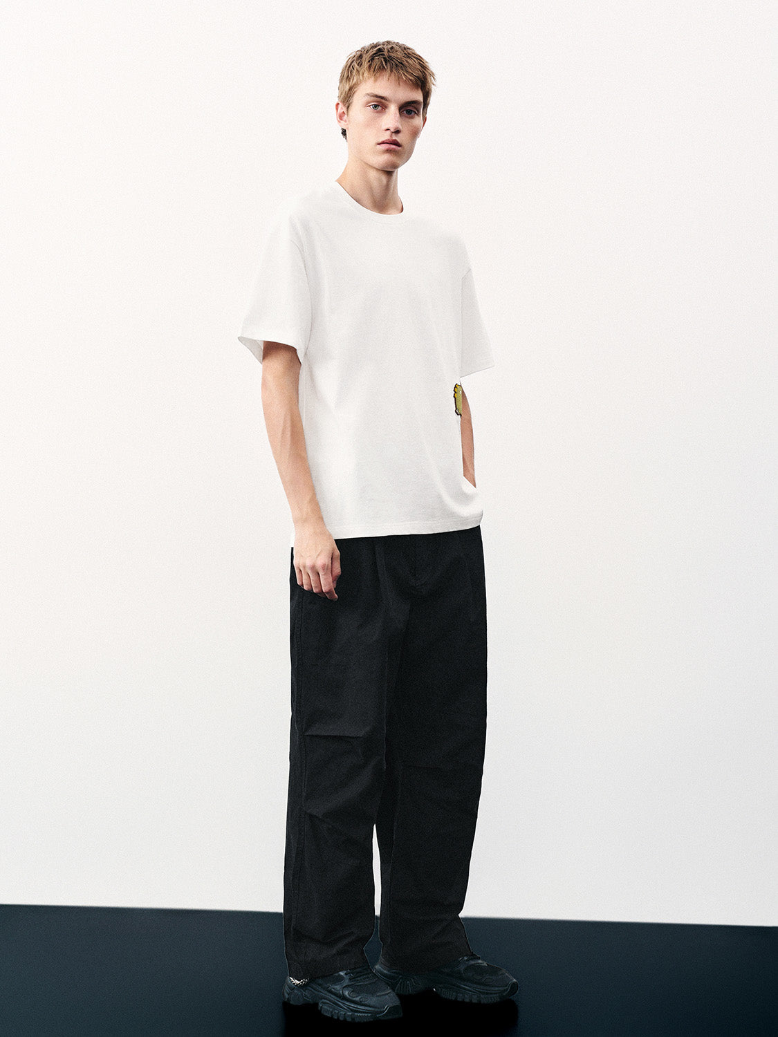 Embossed Crew Neck Loose T-Shirt