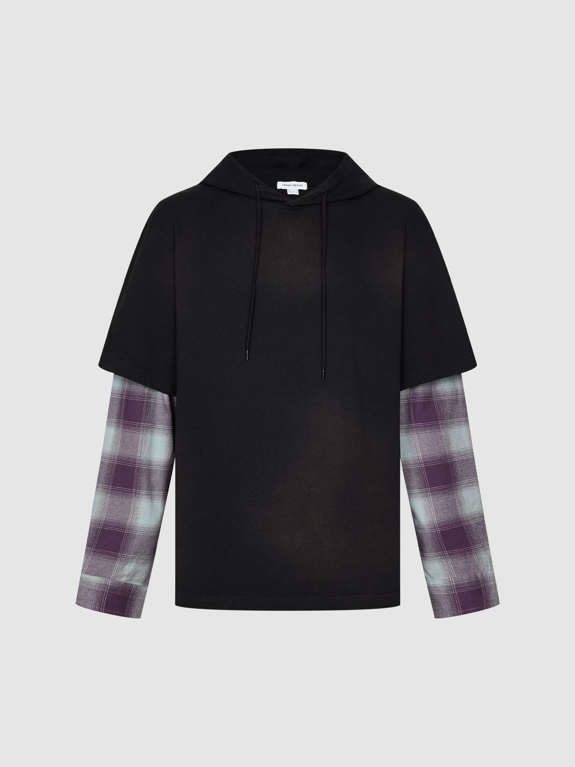 2 In 1 Hooded Check Sweatshirts