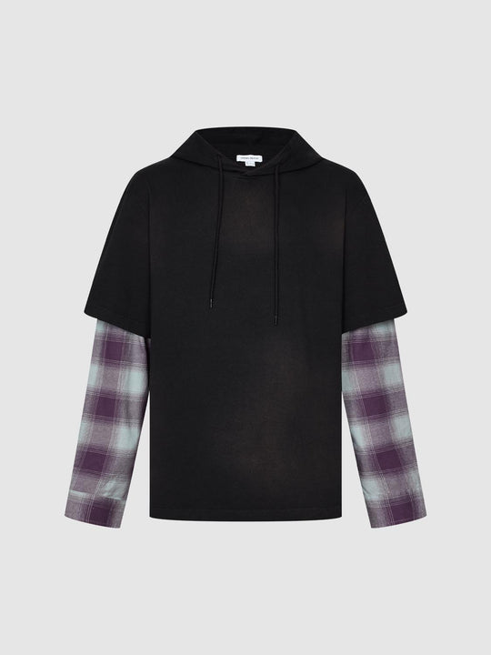 2 In 1 Hooded Check Sweatshirts