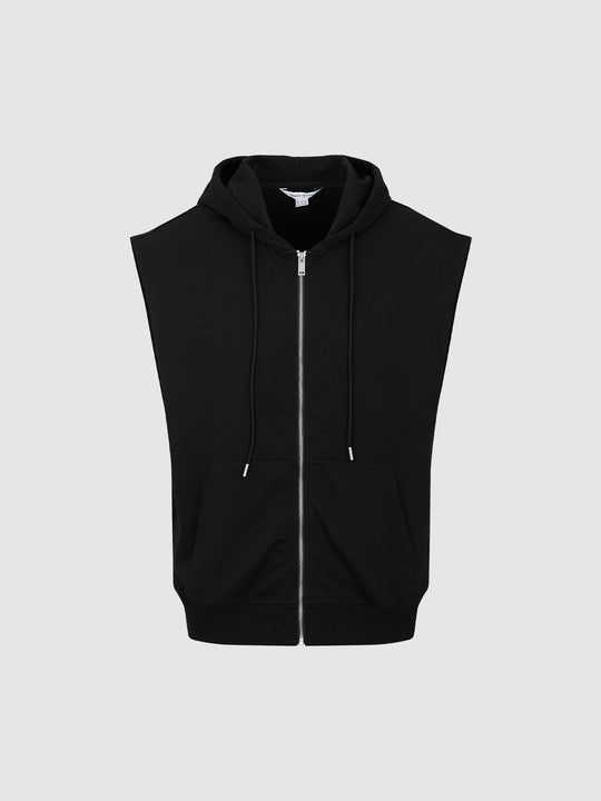 Drawstring Hooded Sleeveless Vests