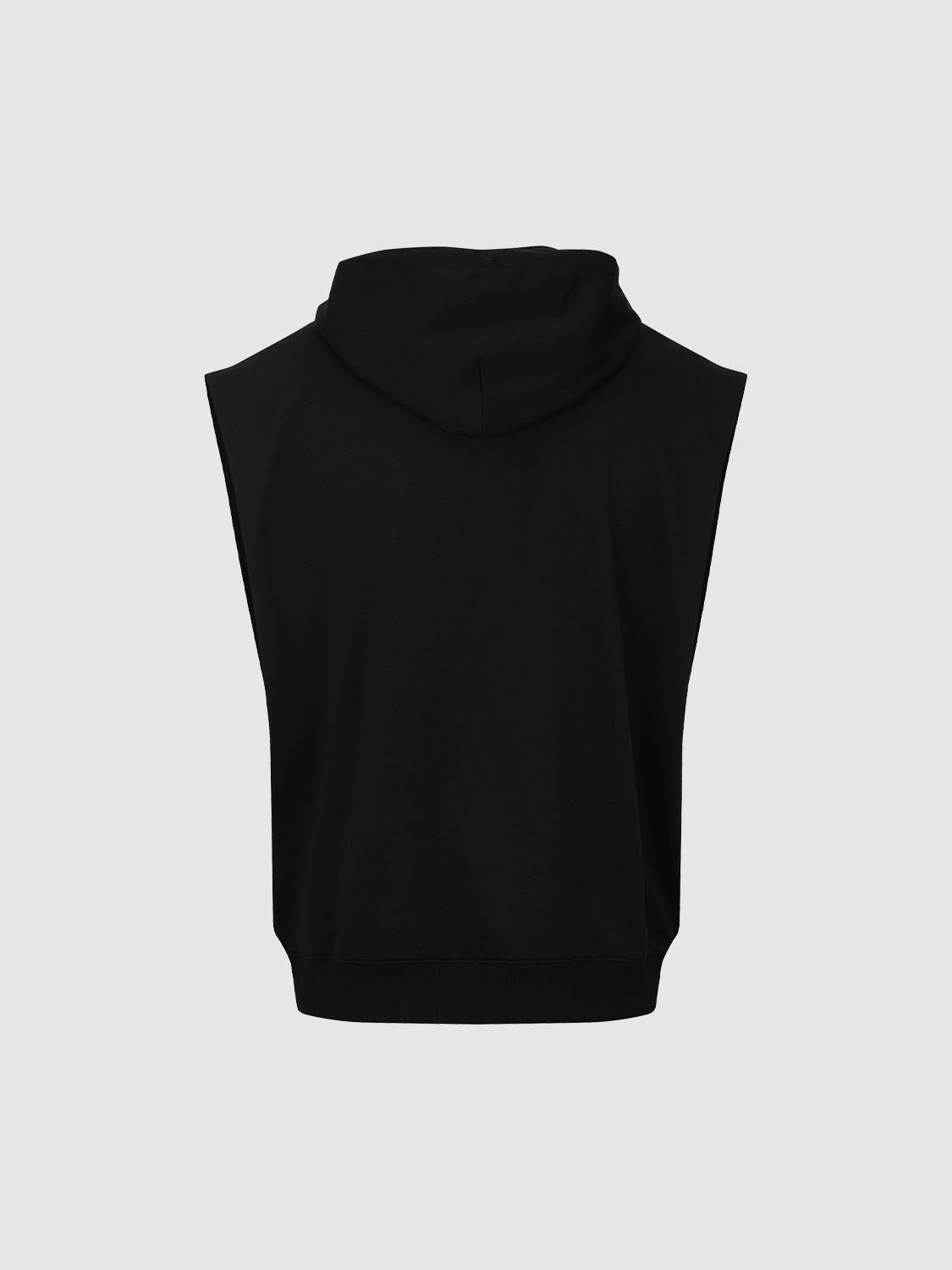 Drawstring Hooded Sleeveless Vests