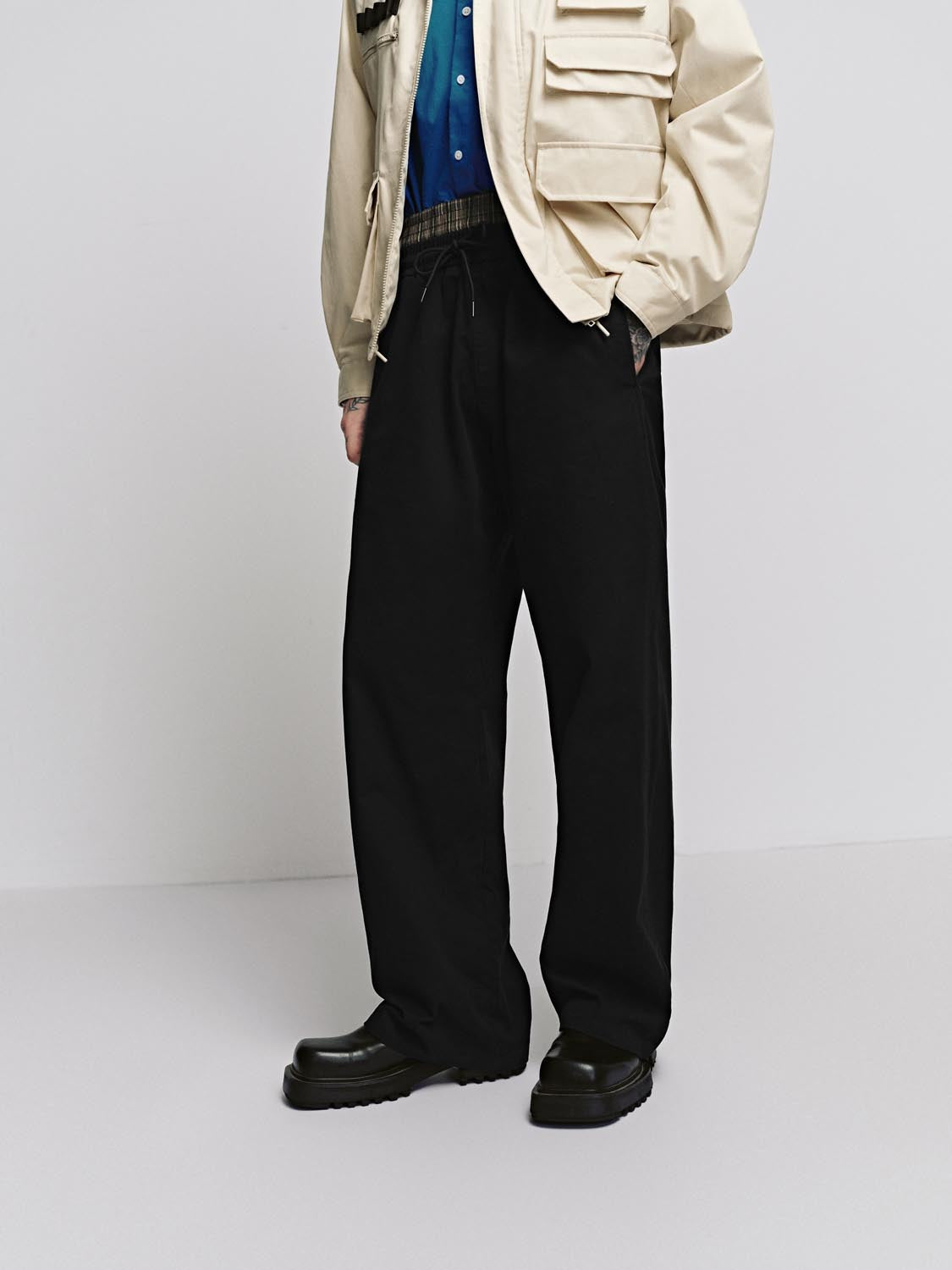 Layered-Design Wide-Leg Pants
