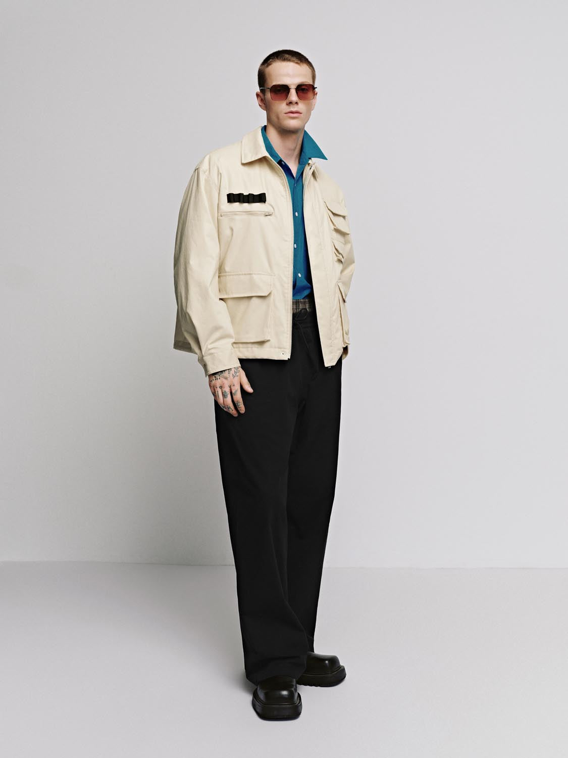 Layered-Design Wide-Leg Pants