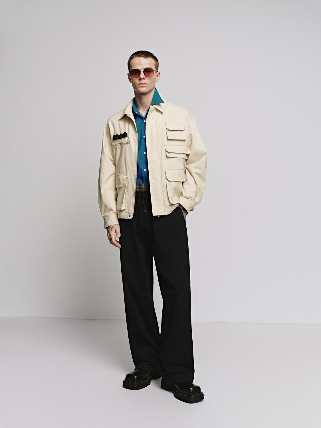 Layered-Design Wide-Leg Pants
