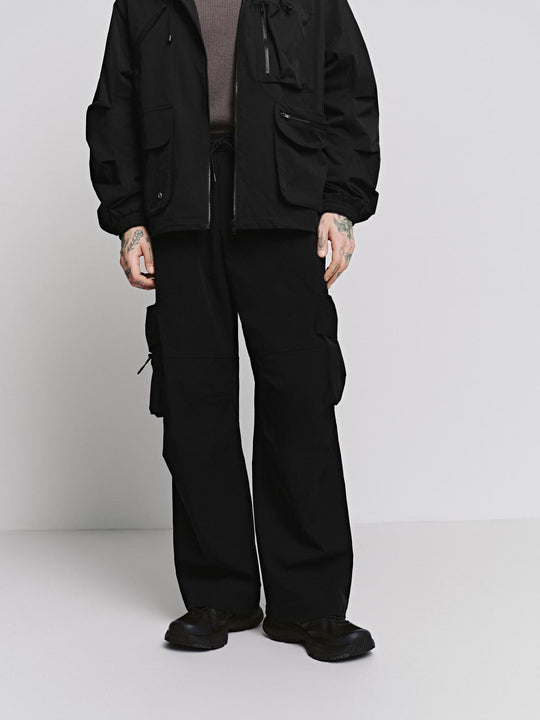 Drawstring Flat Pockets Cargo Pants