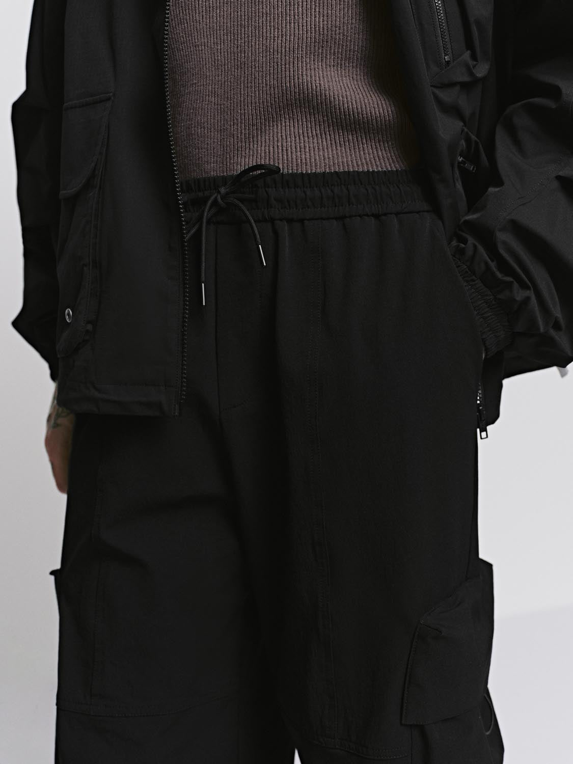 Drawstring Flat Pockets Cargo Pants