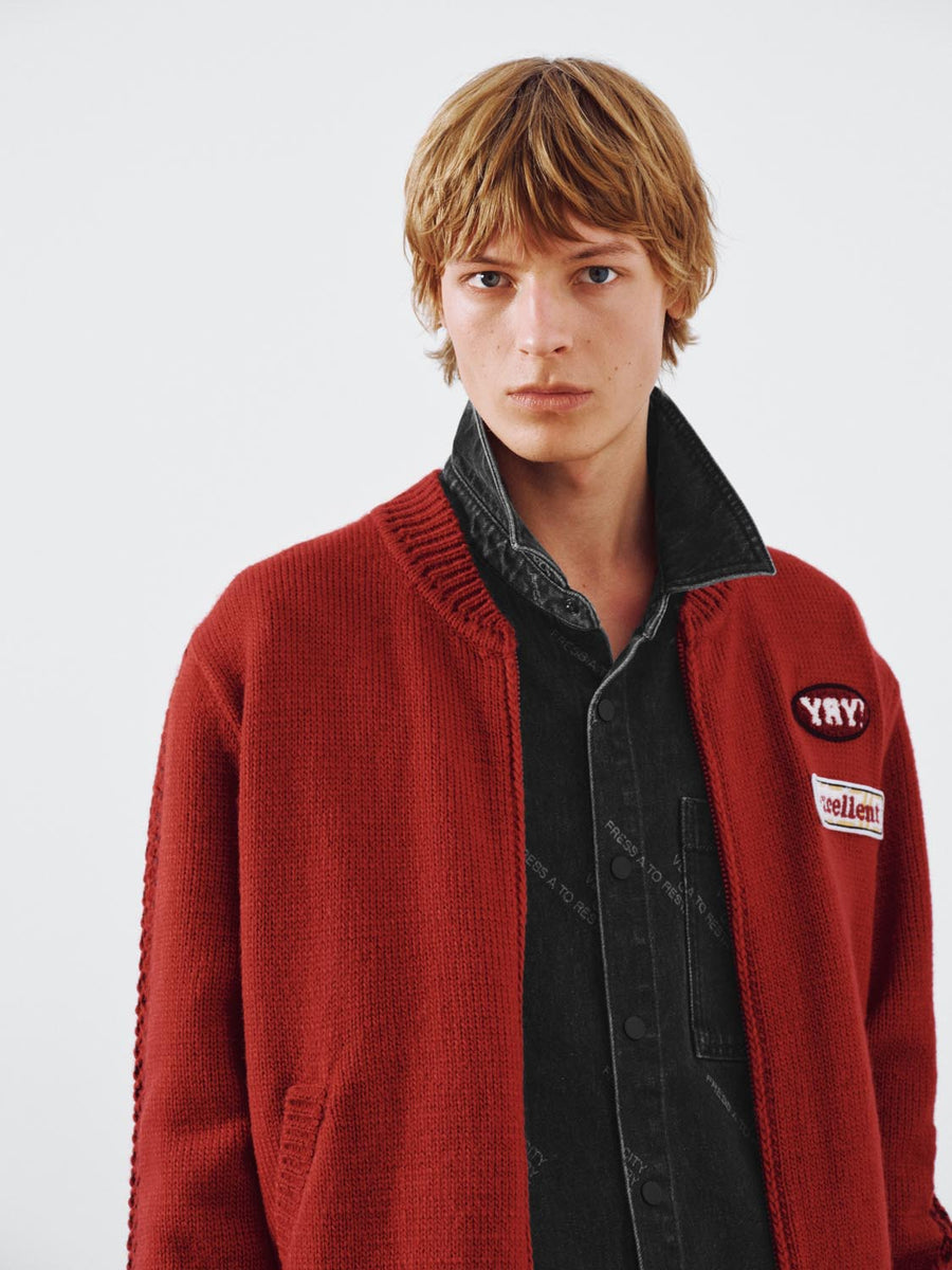 Embroidered Contrast Knitted Cardigans – URBAN REVIVO Thailand