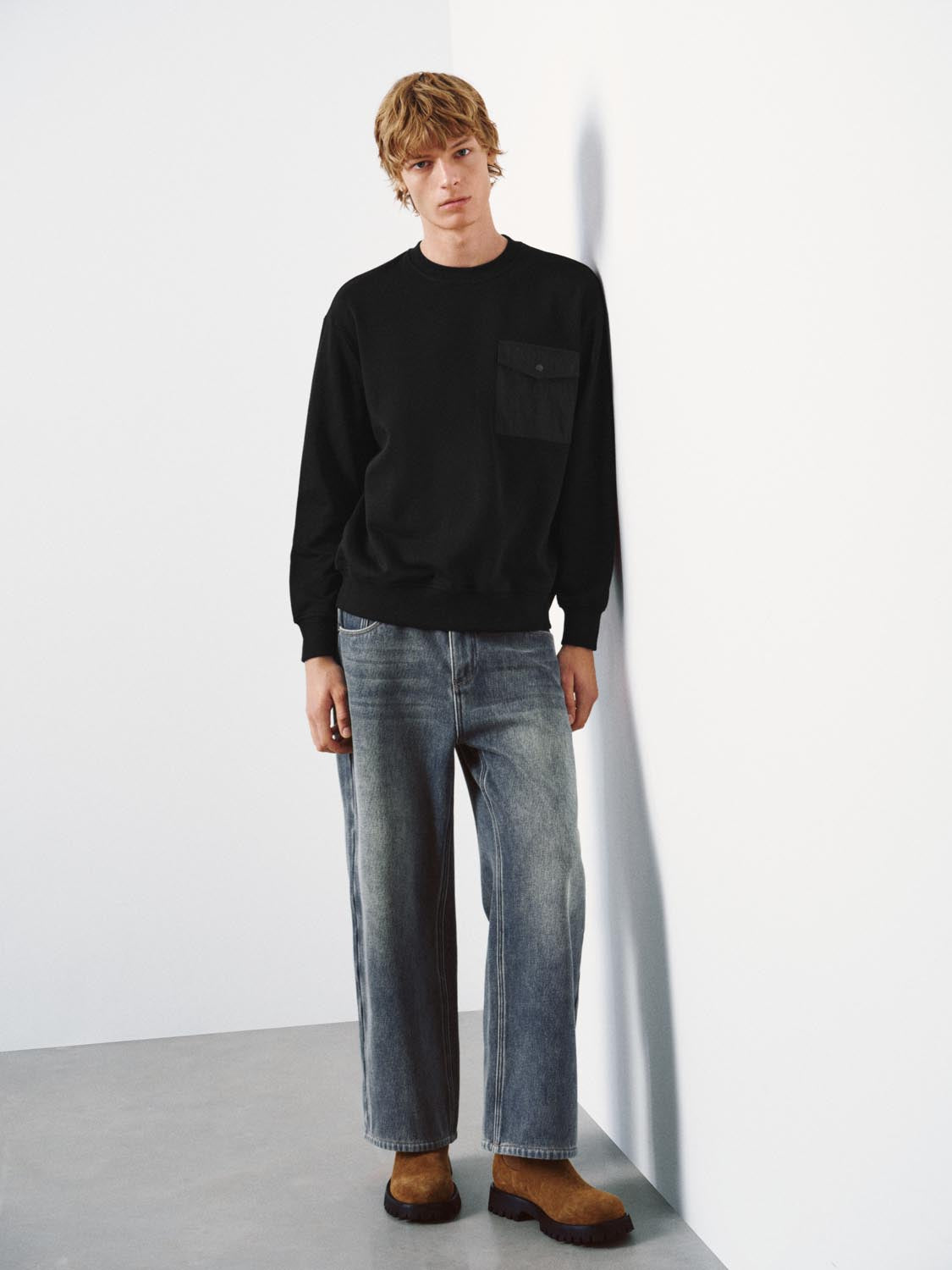 Patch Pocket Crew Neck Sweatshirts