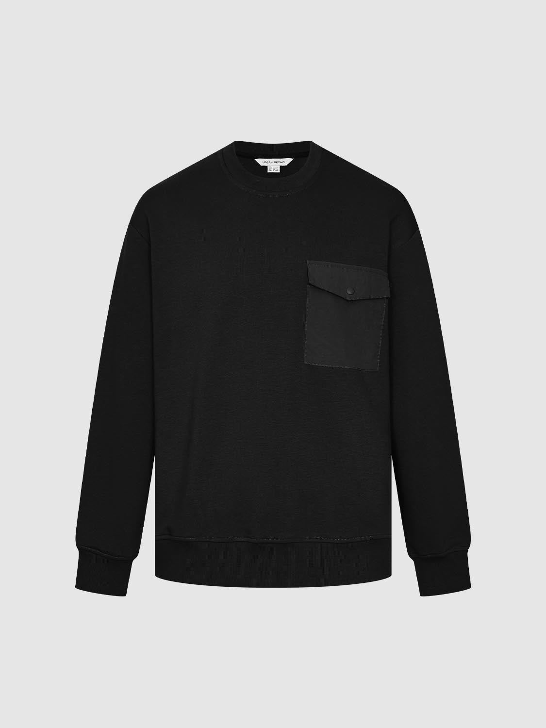 Patch Pocket Crew Neck Sweatshirts