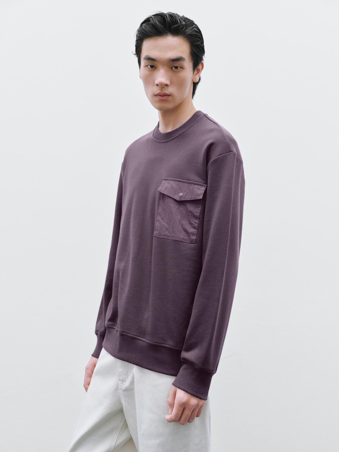 Patch Pocket Crew Neck Sweatshirts