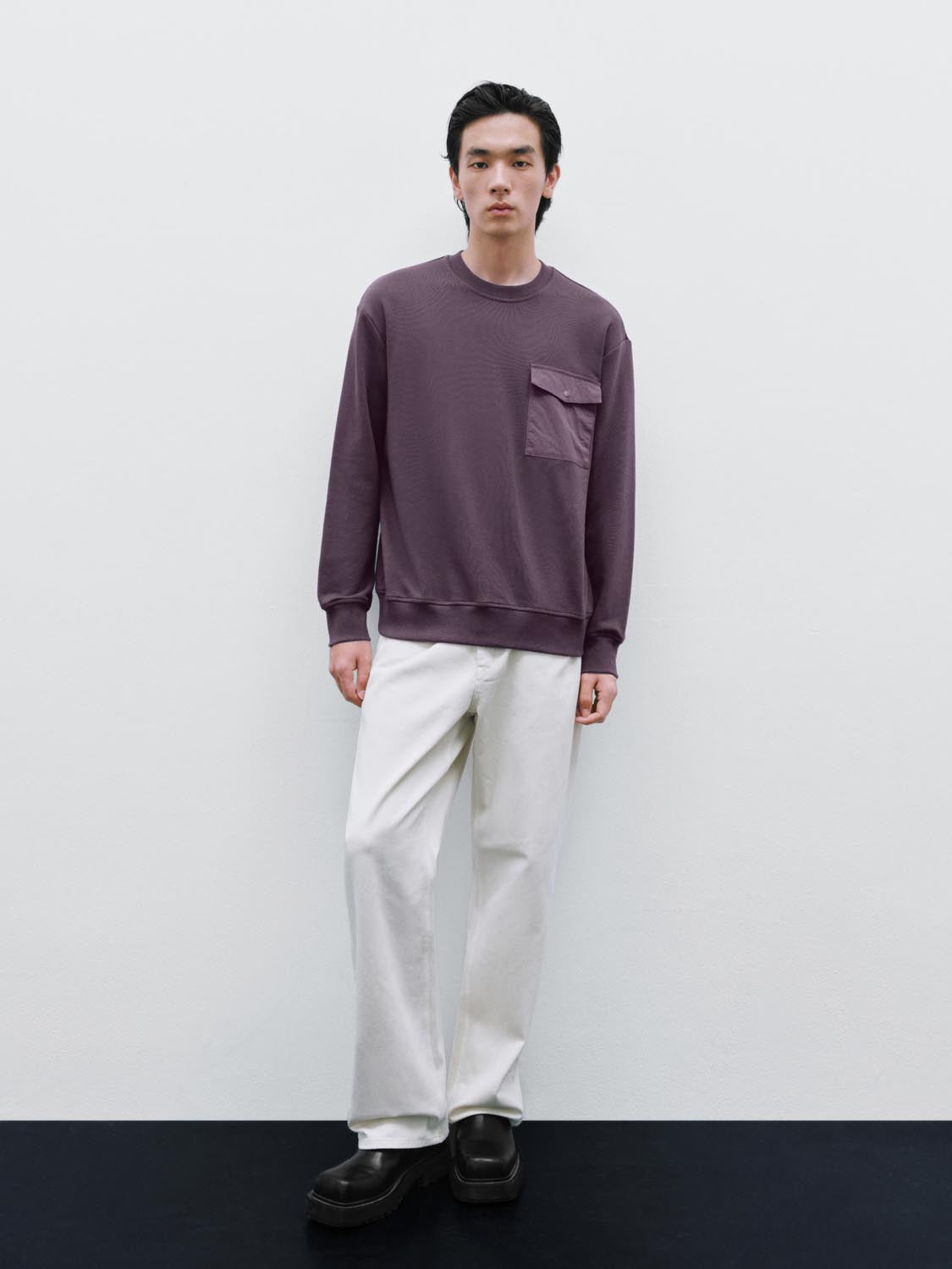 Patch Pocket Crew Neck Sweatshirts