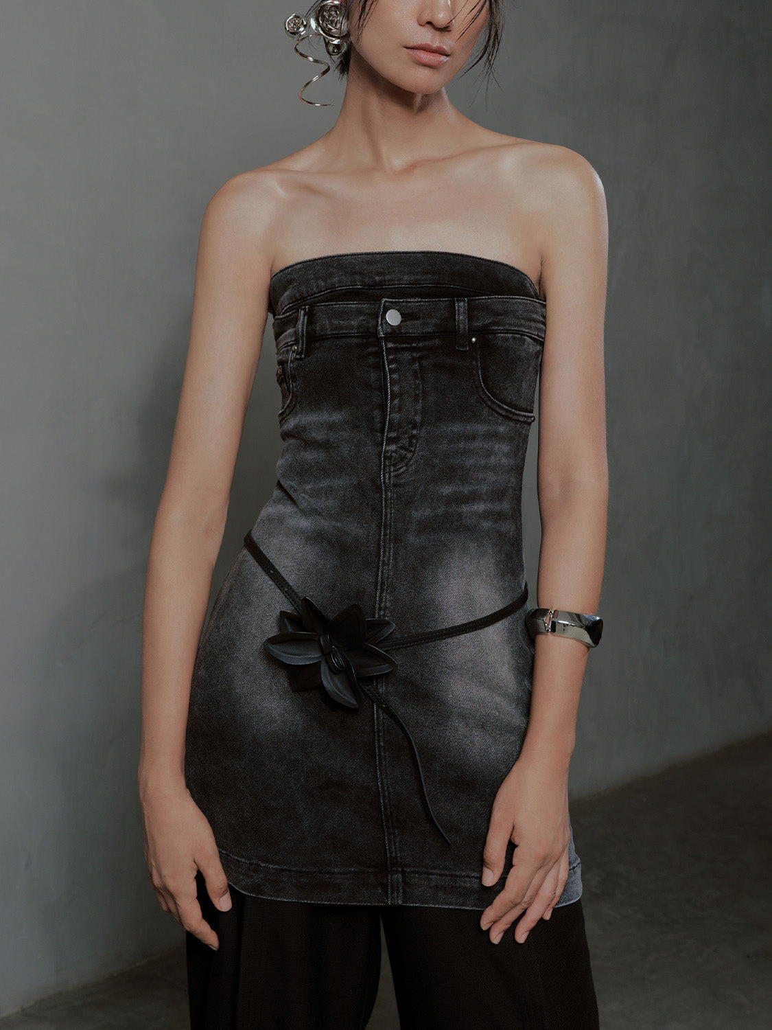 Skater Denim Tube Dress