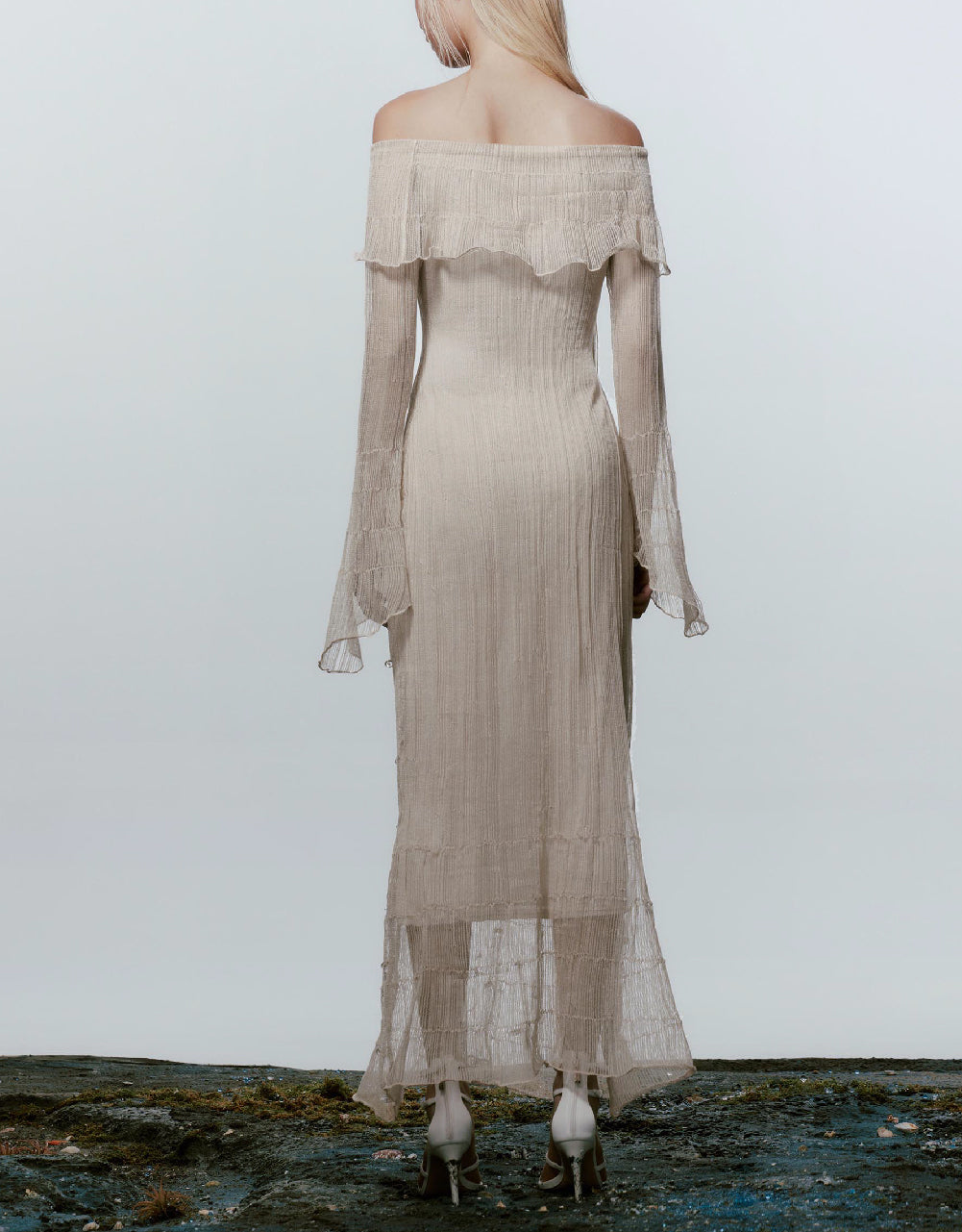Off-Shoulder Maxi Knitted Dress